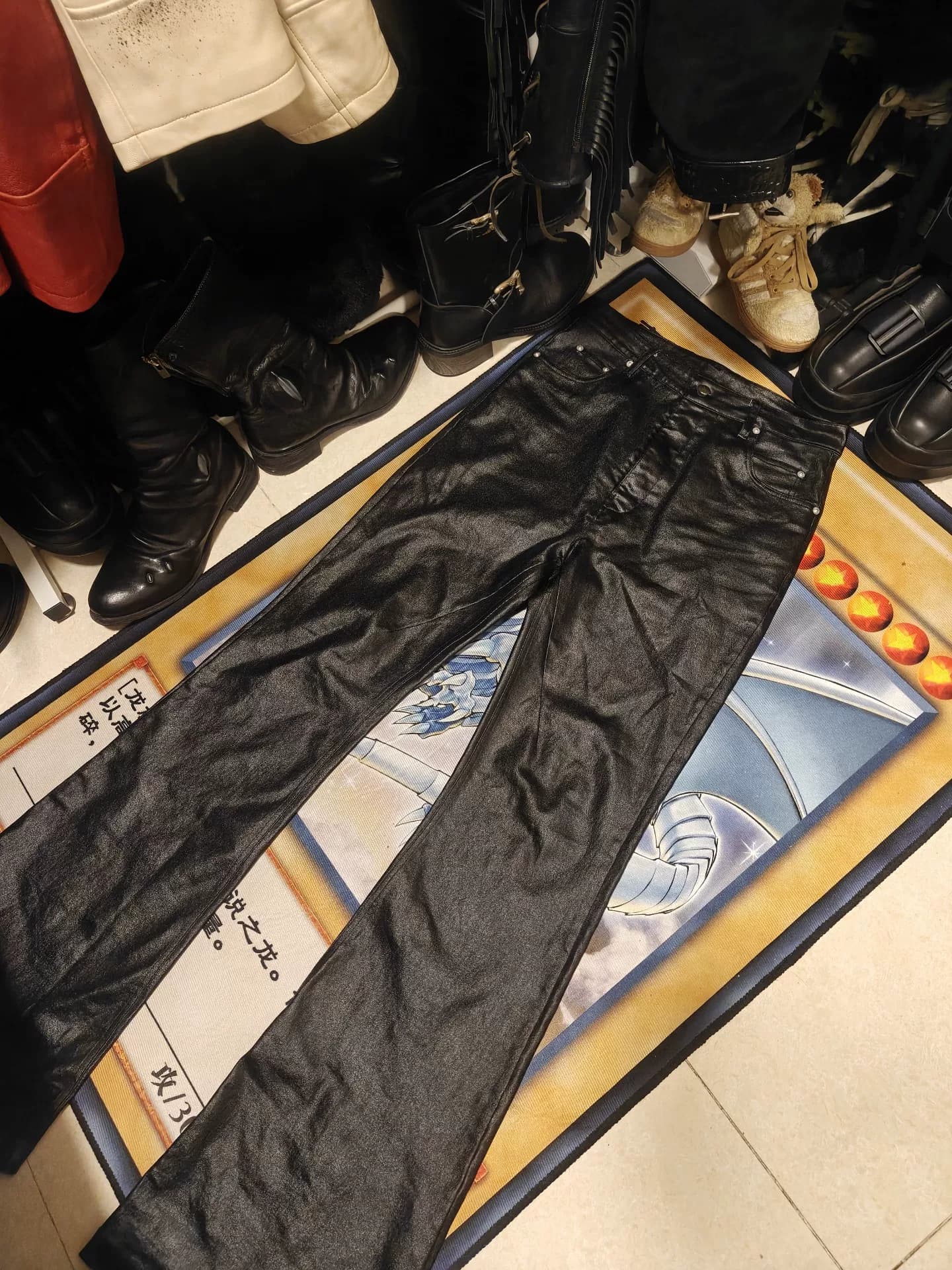 Rick owens 23SS autonomous Ro micro-La, черная лакированная моющая машина с широкими штанинами