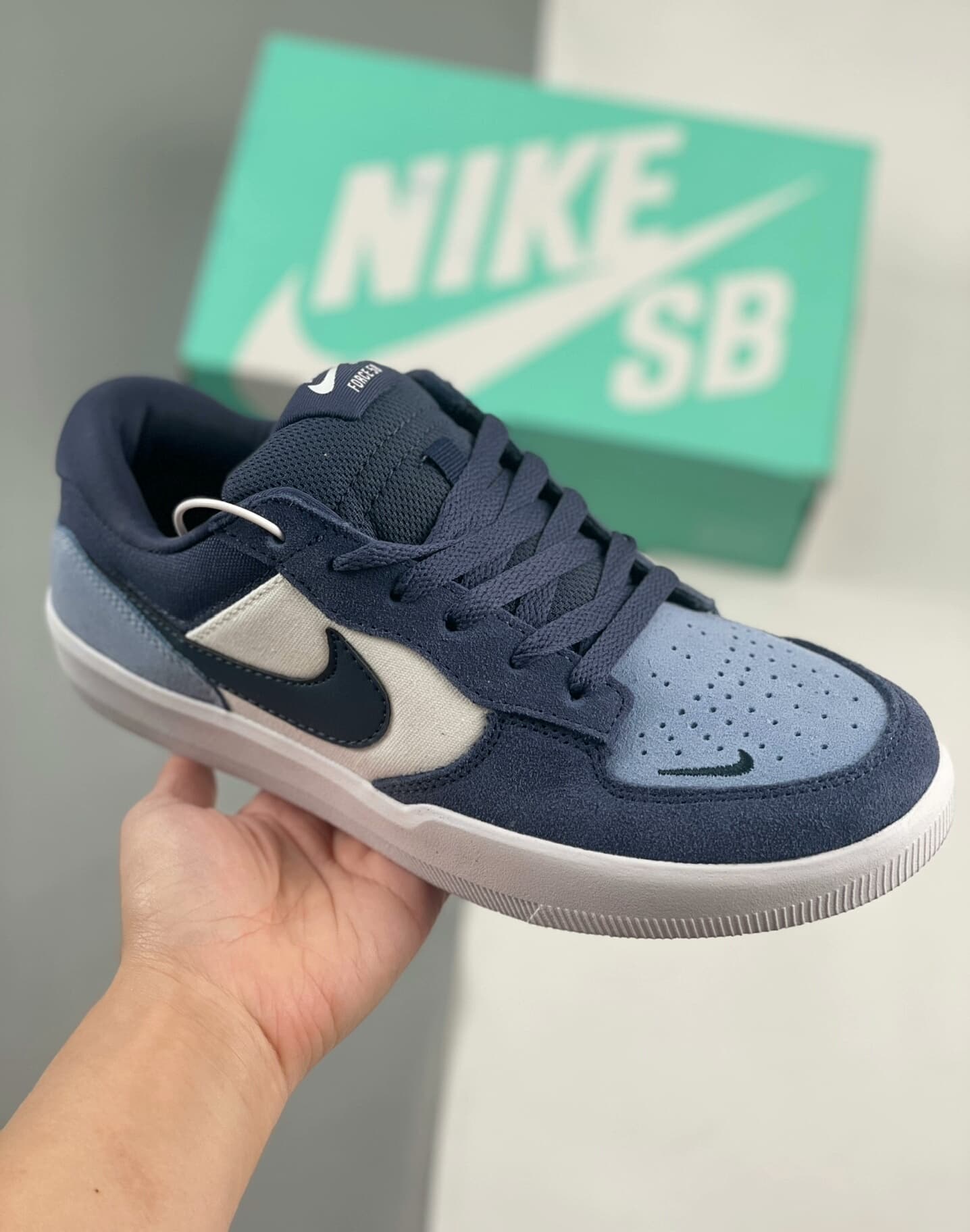 Совершенно новые оригинальные кроссовки Nike SB Force 58, синяя и серая цветовая гамма, классические