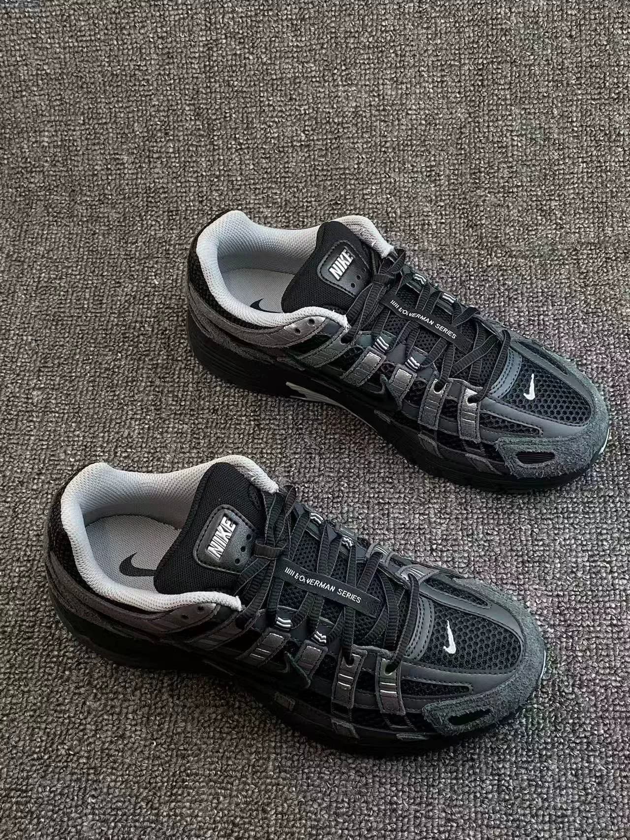 Nike P-6000 черного и серого цветов, натуральная кожа, в наличии, бесплатная доставка