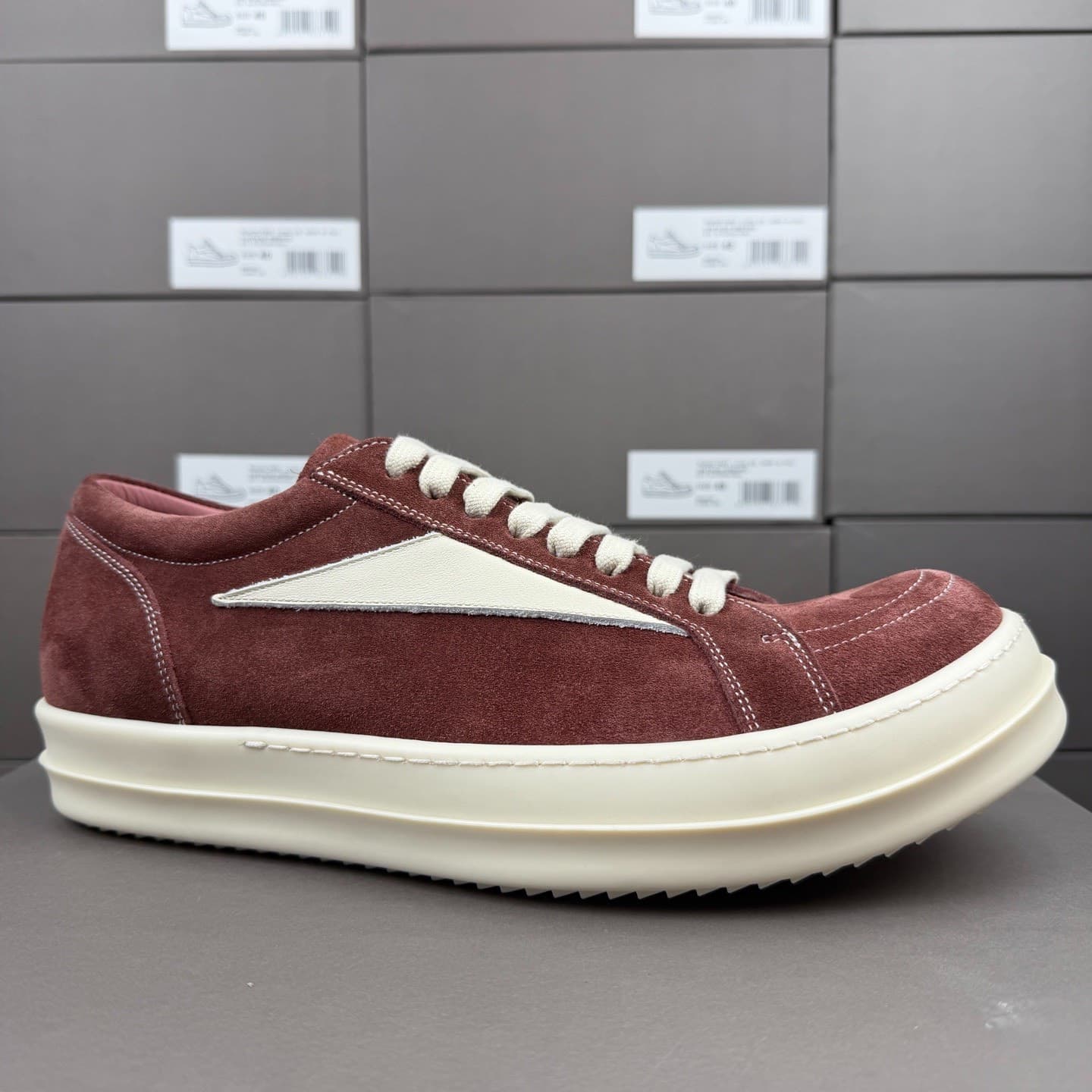 Кроссовки из замши с низким верхом RICK OWENS rose fruit powder из натуральной кожи.