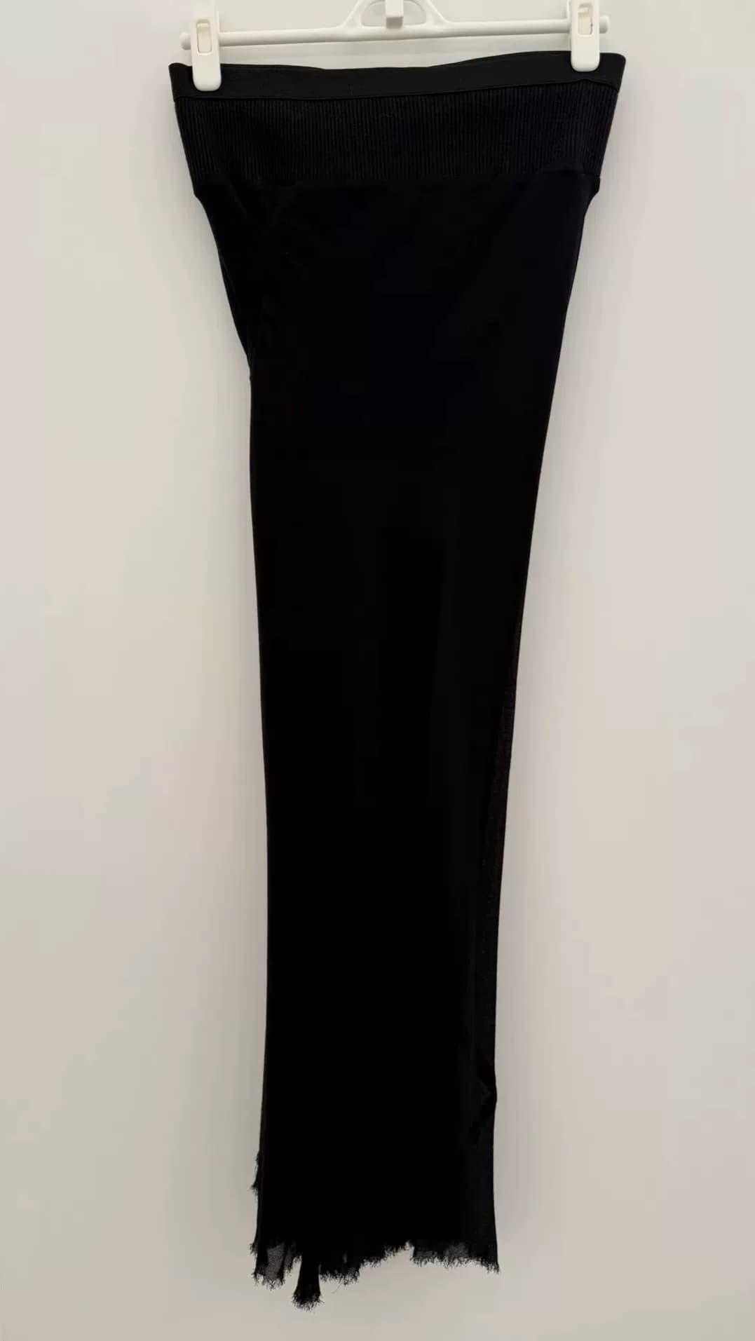 162 Rick Owens черный 100% шелк диагонального кроя с неровными заусенцами наполовину