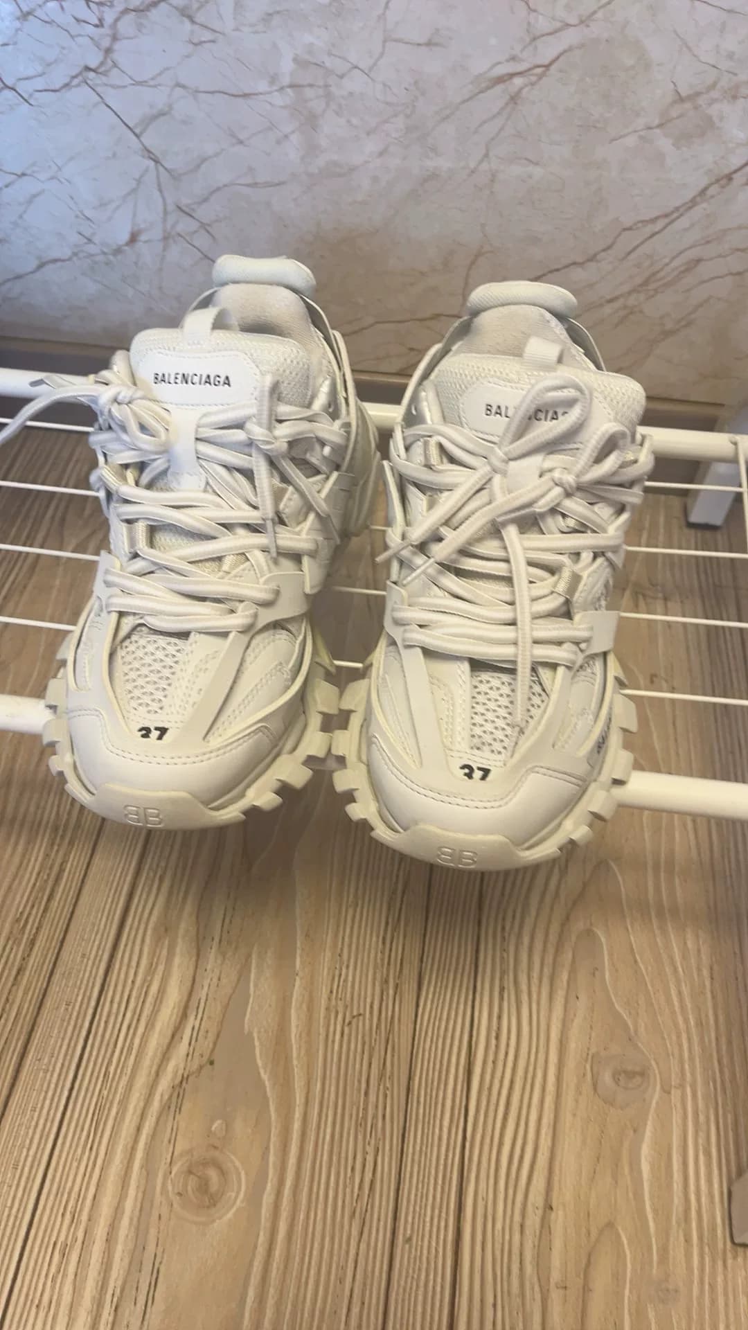 Ботинки Balenciaga Balenciaga Parisian Track Poppa, размер 37, бело-серый