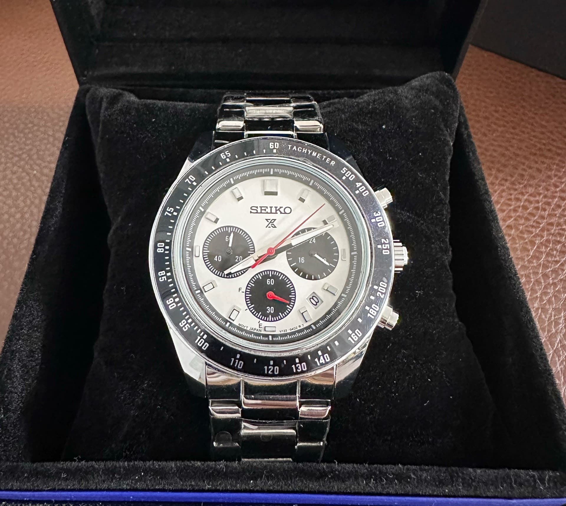 Трехглазый хронограф SEIKO PROSPEX с панд-пластиной "Улавливающий утечки", Белый медведь