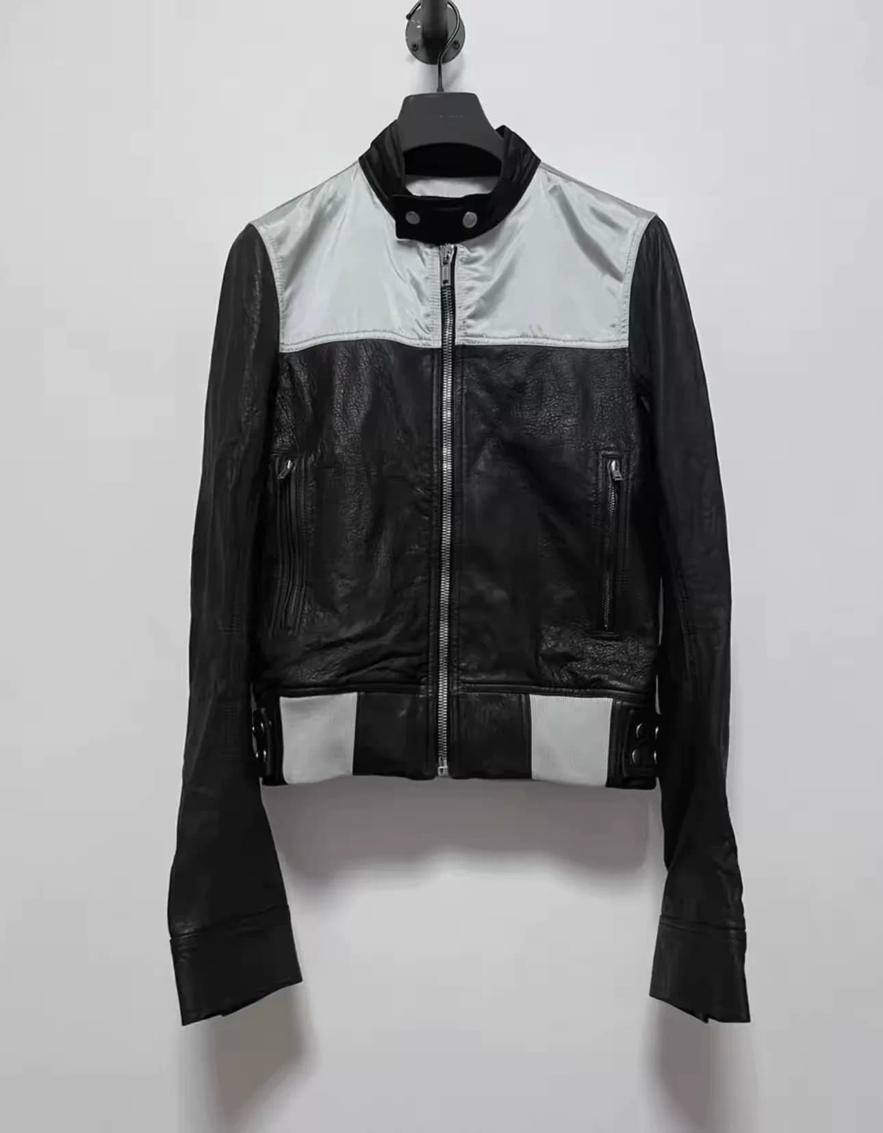 Кожаная куртка RICK OWENS 20ss main line с черно-белой строчкой, размер L, весна