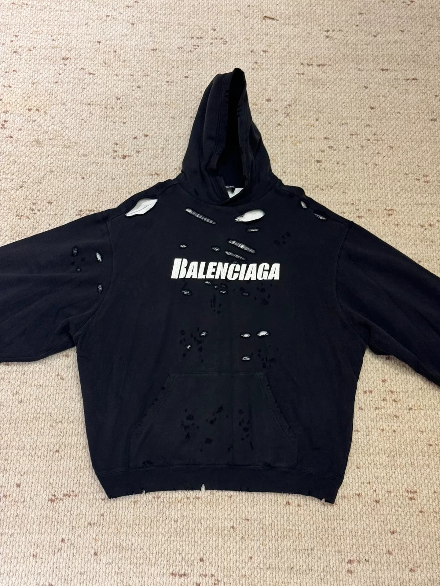 Balenciaga мужской свитер с капюшоном и длинными рукавами на молнии с надписью Balenciaga