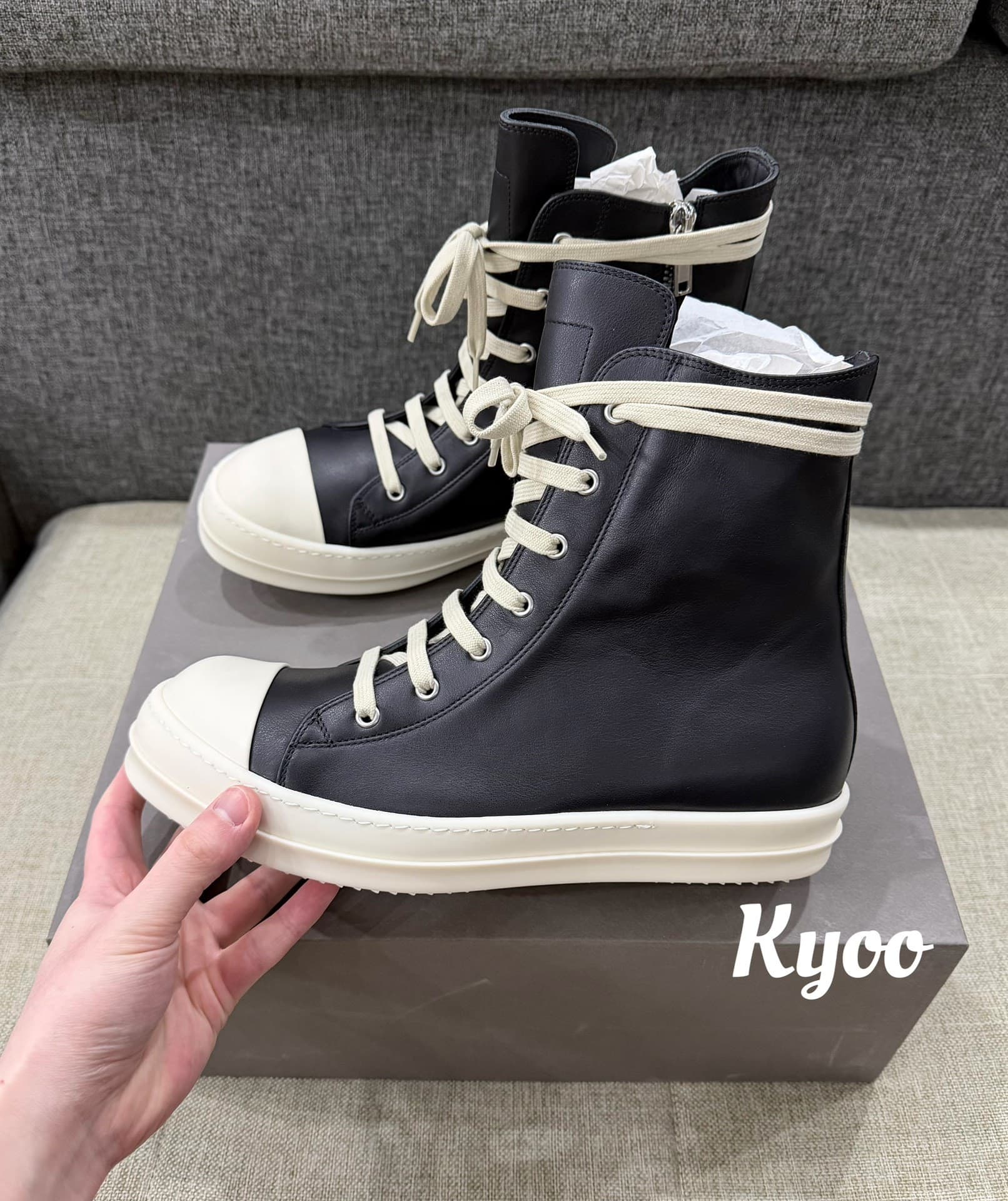 Rick Owens 26ss ro основная линия из черно-белой кожи высокого качества