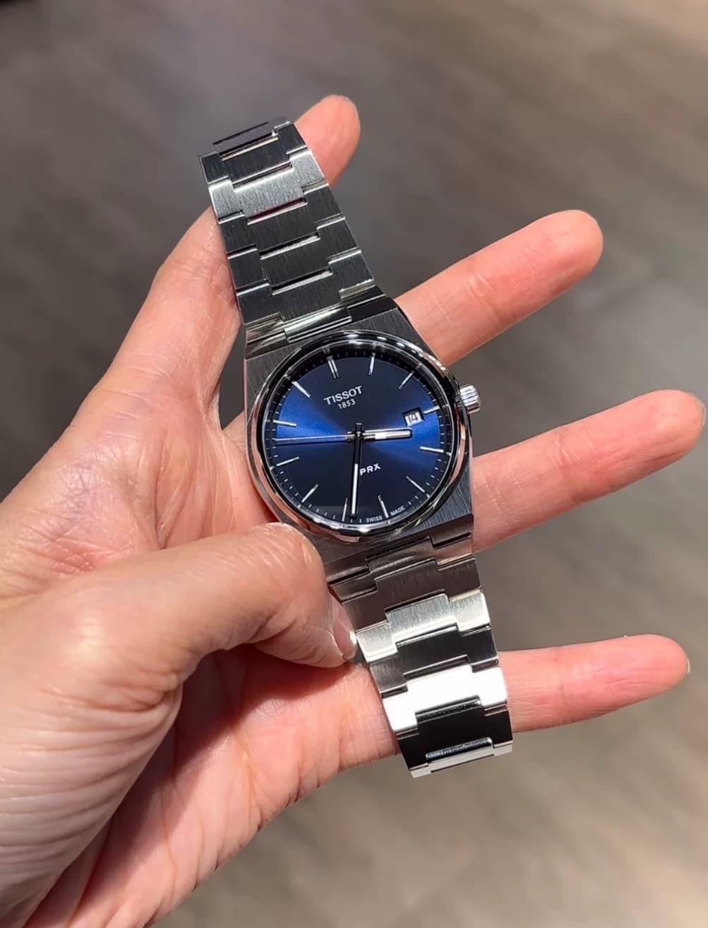 Совершенно новые мужские кварцевые часы Tissot Super Player PRX с синим циферблатом, циферблат 40 мм, с тонкой