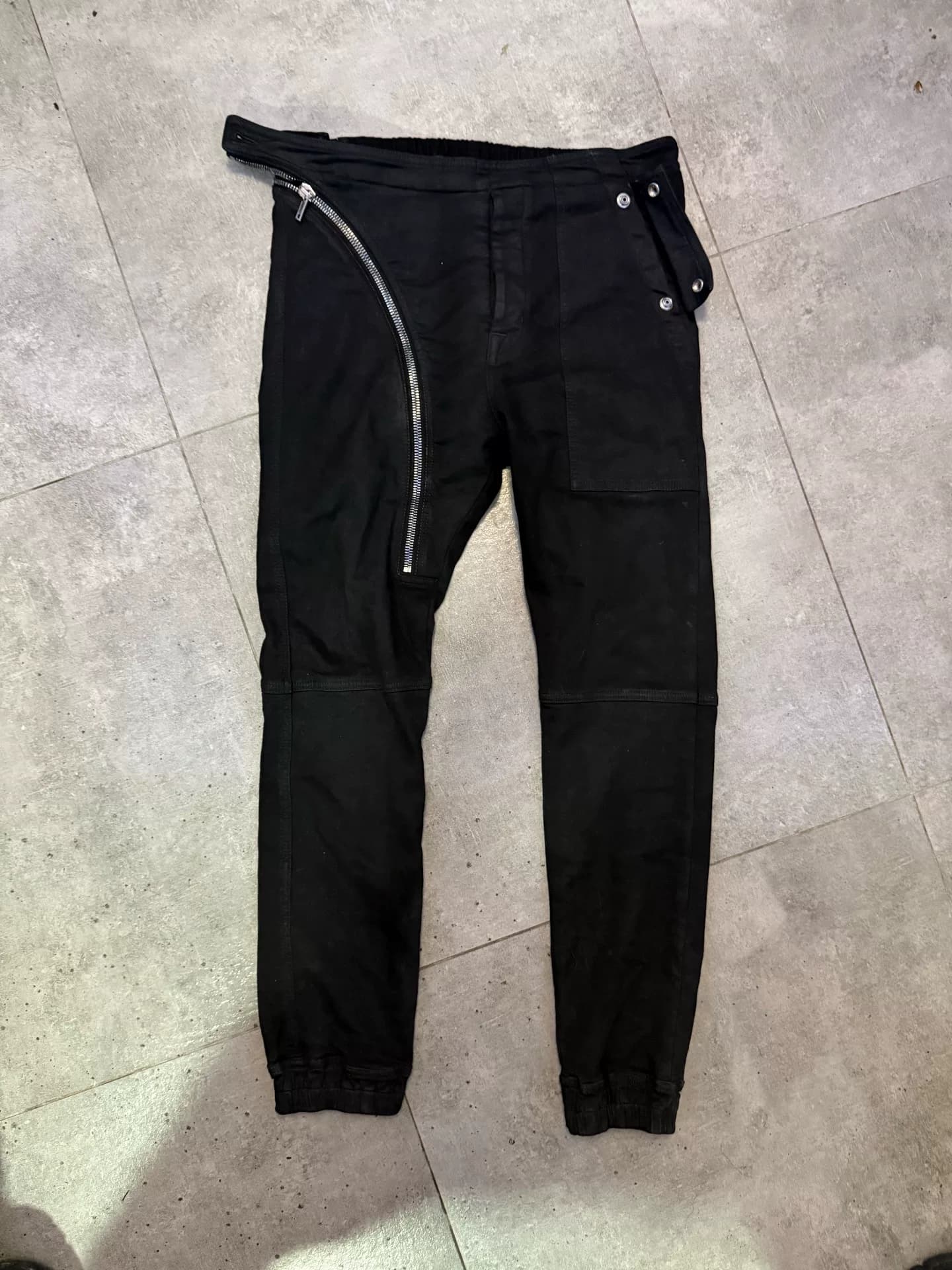 Джинсы с диагональной молнией Rick Owen Ro Black Scimitar