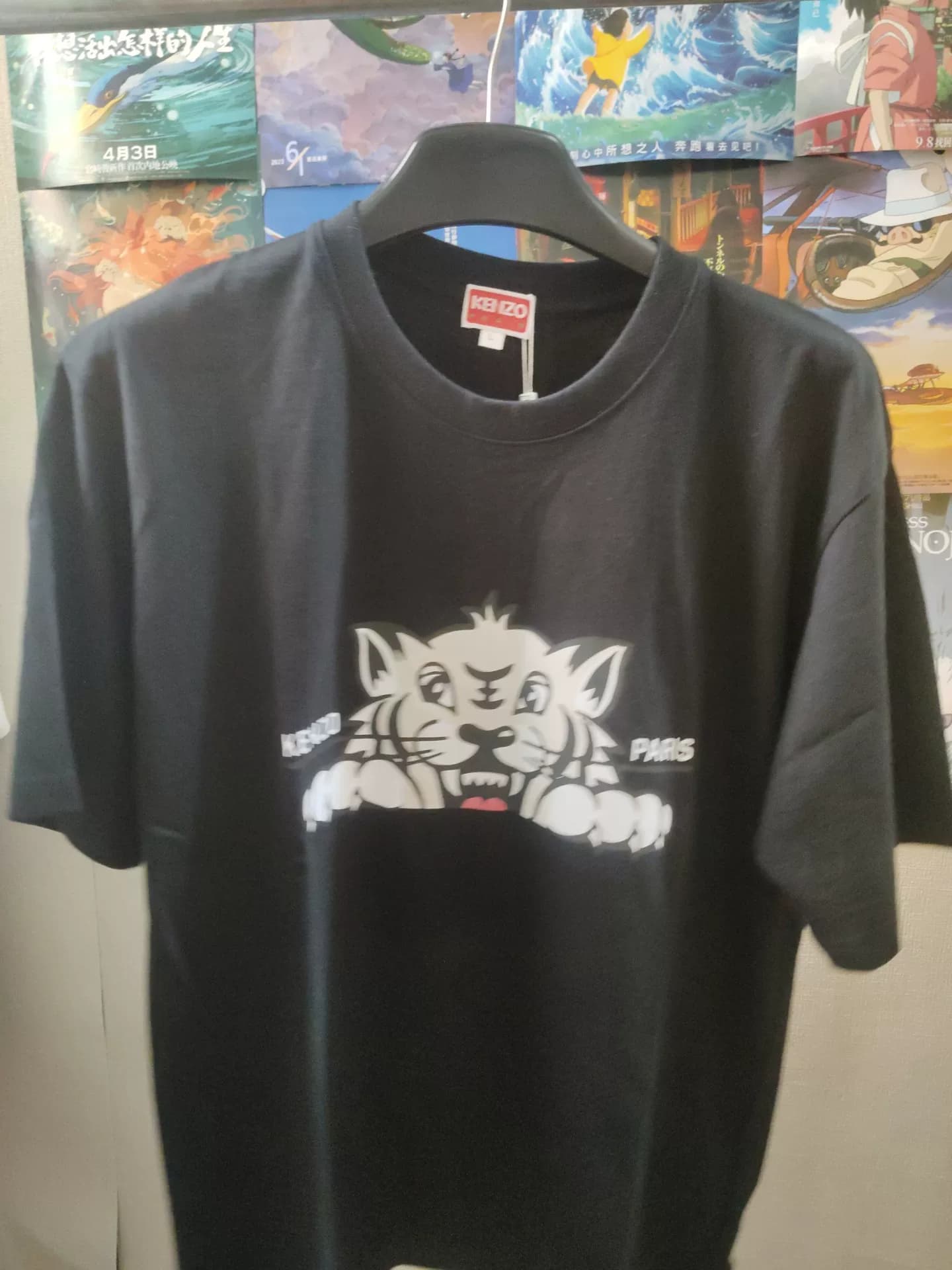 Классическая футболка с короткими рукавами KENZO tiger head черного цвета