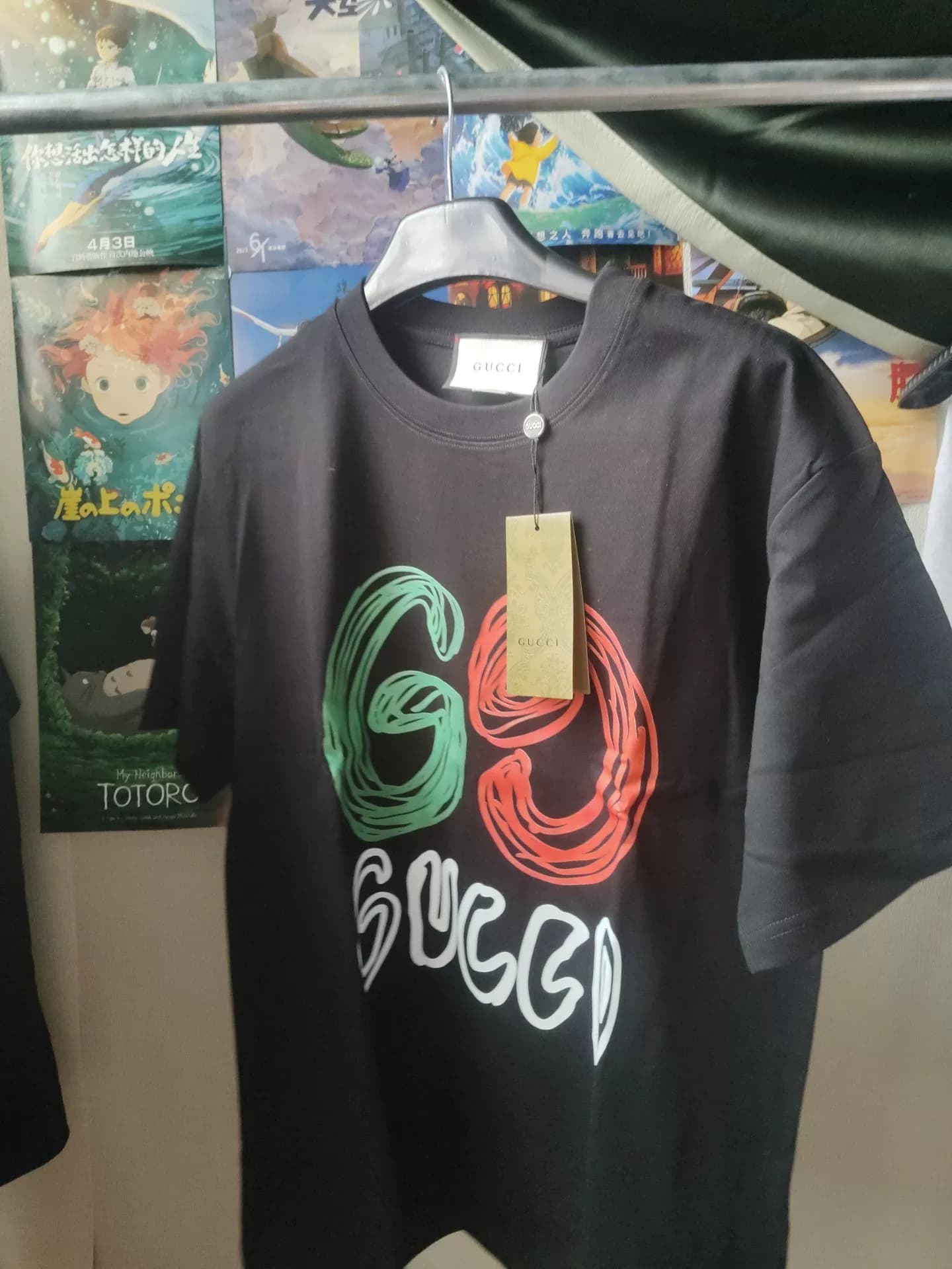 Футболка с короткими рукавами Real shot GUCCI GUCCI GO letter