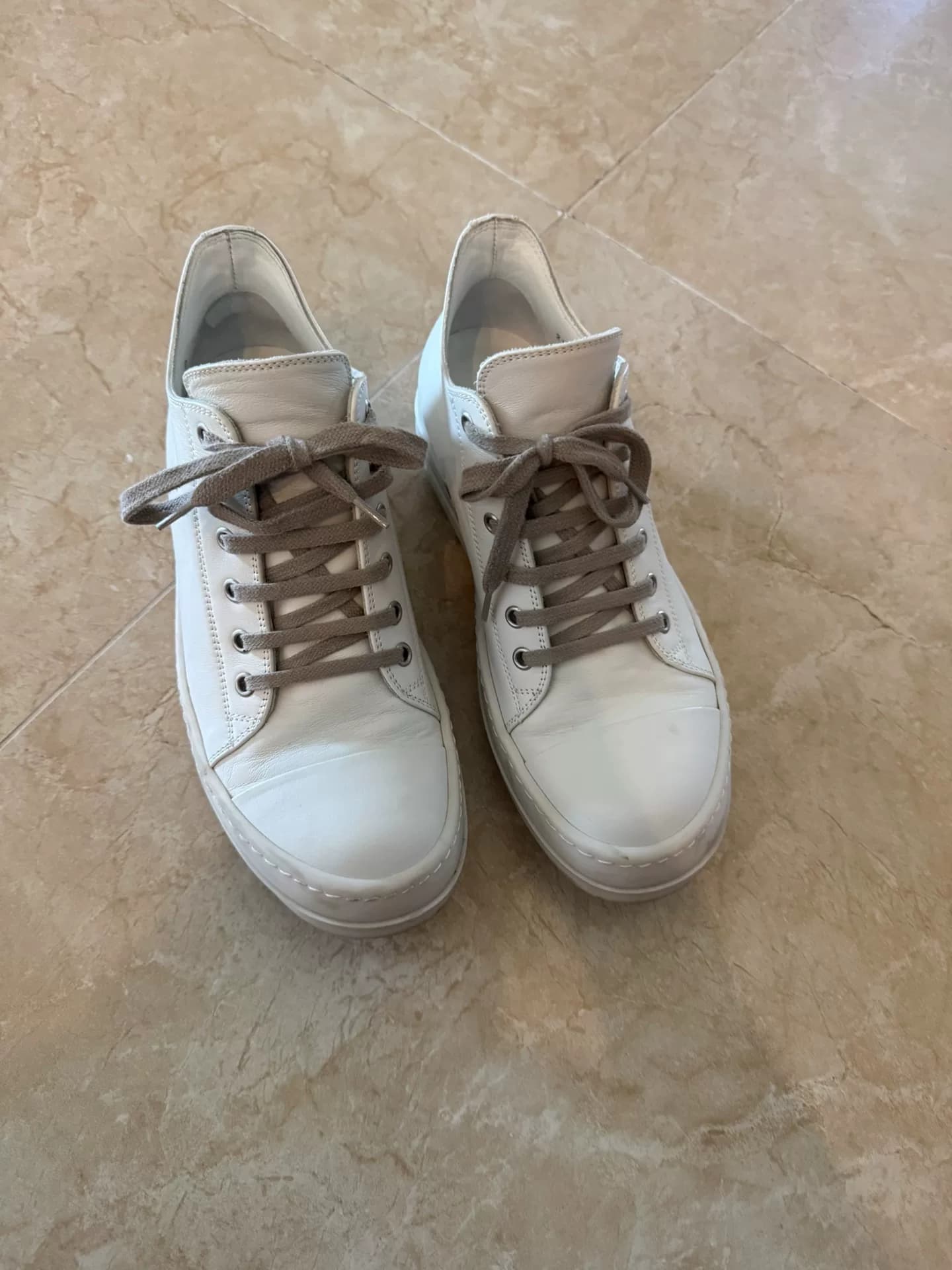 Кроссовки Rick Owens main line молочно-белого цвета с глубоким вырезом big converse, размер 39, из натуральной кожи,