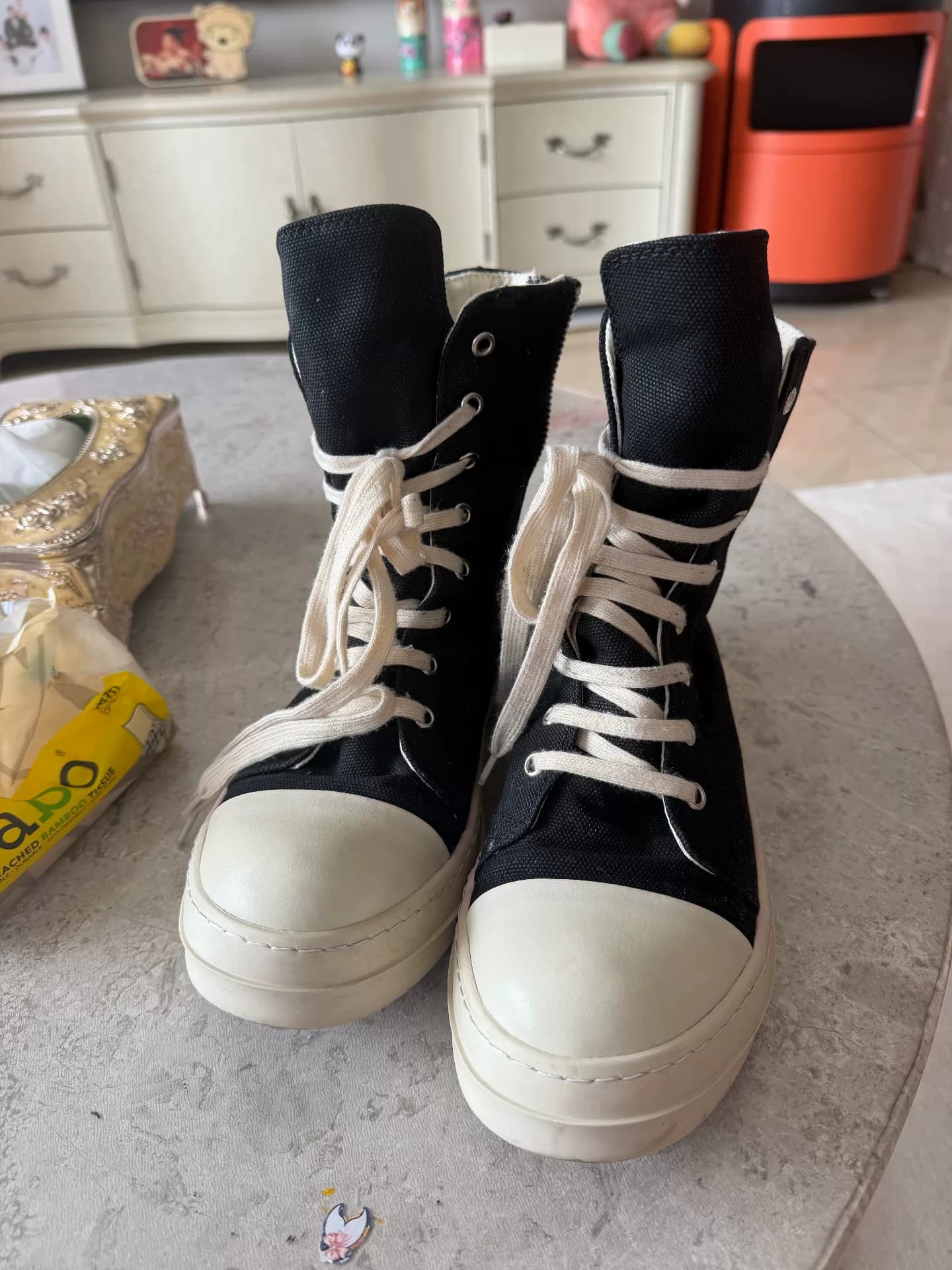 Почти новые парусиновые туфли с высоким берцем Rick Owens pentagram, черные, размер 42