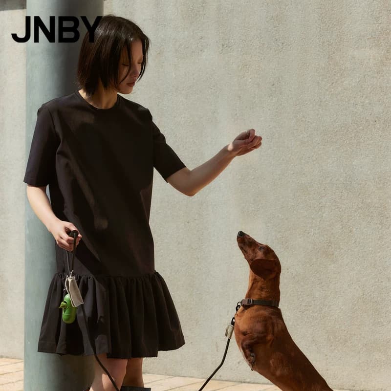 Прямое брендовое платье JNBY/Jiangnan commoner dress летнее литературное платье свободного кроя средней длины с короткими рукавами