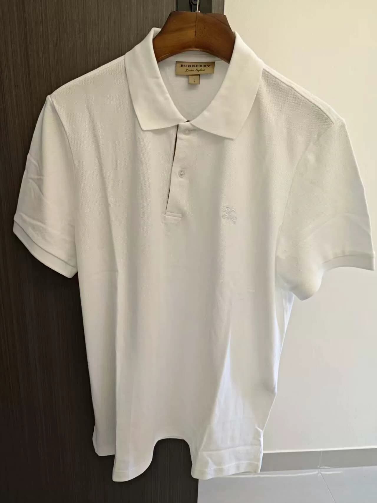 Классическая рубашка поло с вышивкой боевого коня из натуральной кожи Burberry Burberry white с короткими рукавами