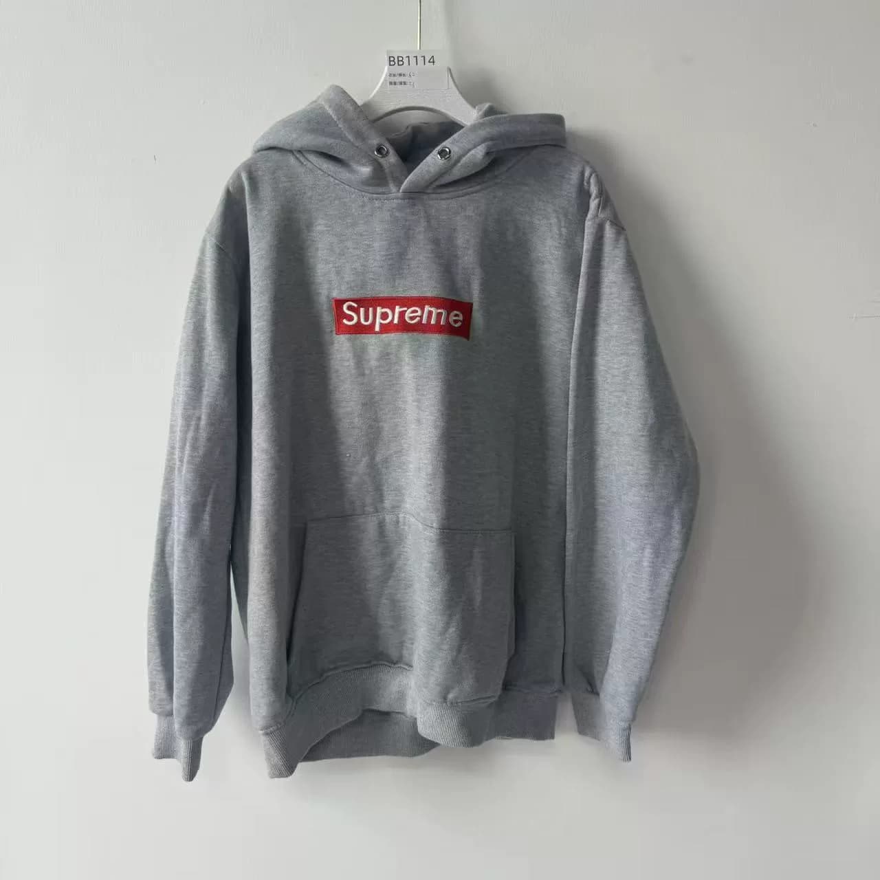 Серый свитер Supreme с капюшоном, размер XL, классический логотип box, на груди