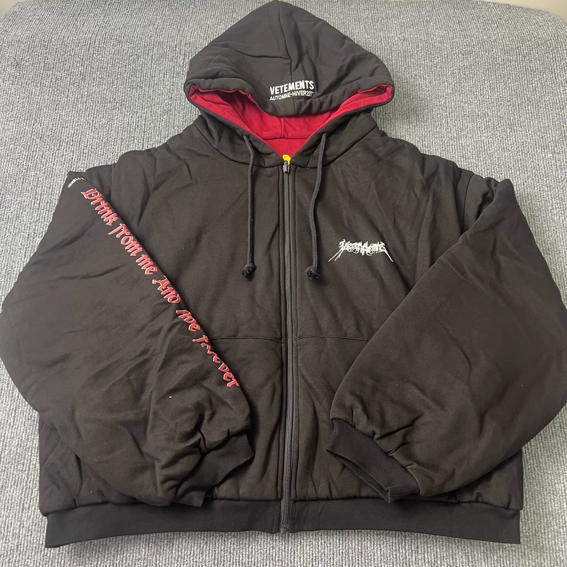 vetements +Aw16+ двусторонняя одежда с пятизвездочным тентом + фиолетовый + хлопковый V-образный вырез с капюшоном