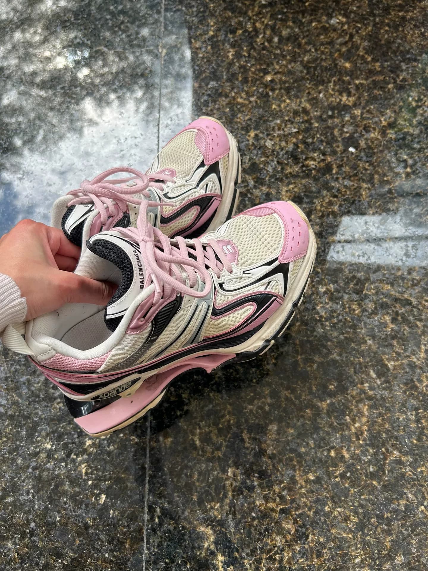 Кроссовки Balenciaga на высоком каблуке, розовые, размер 37