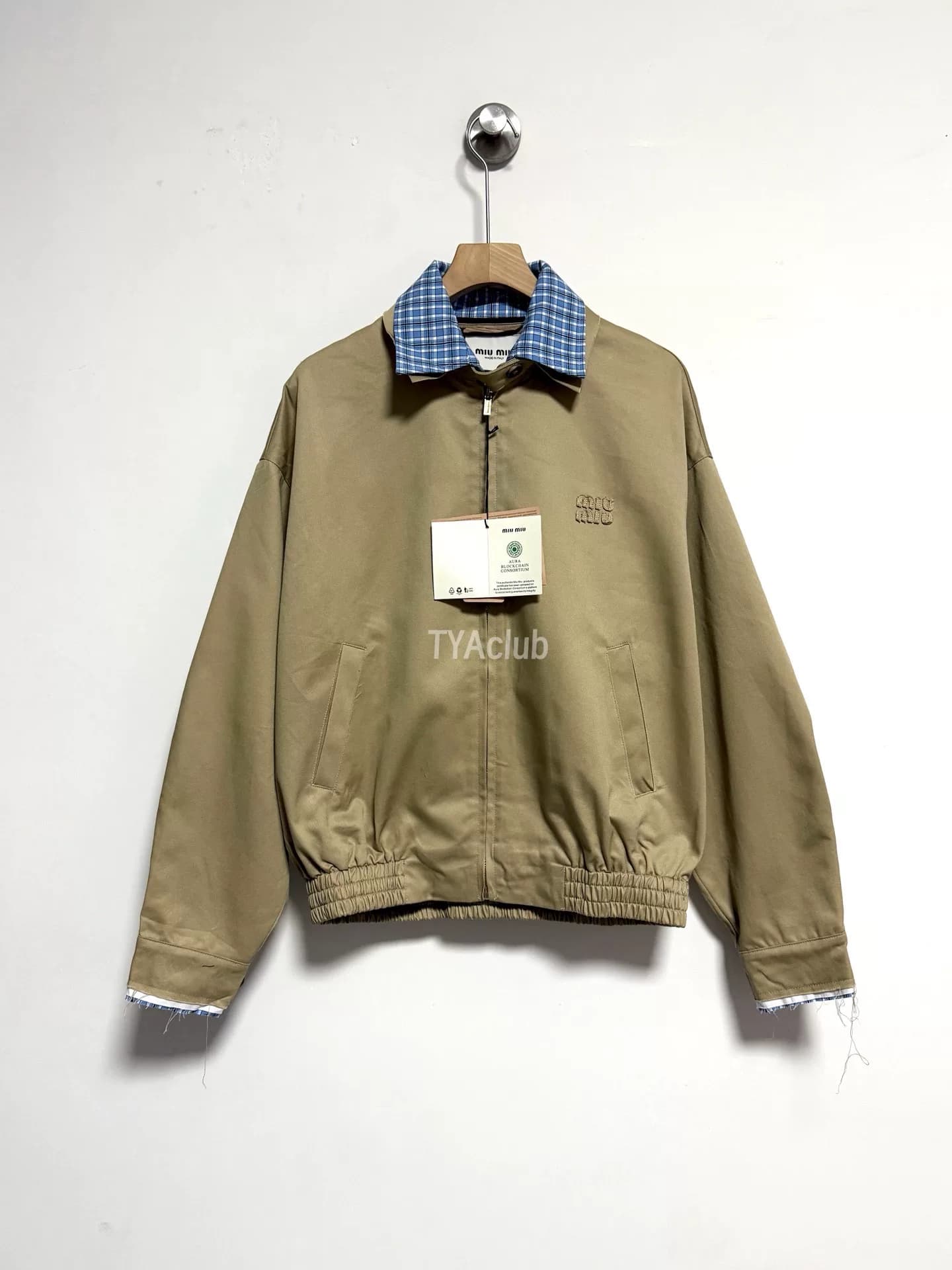 (Вторая партия) Модный жакет-двойка из искусственной кожи в клетку MIU Miaojia 25SS