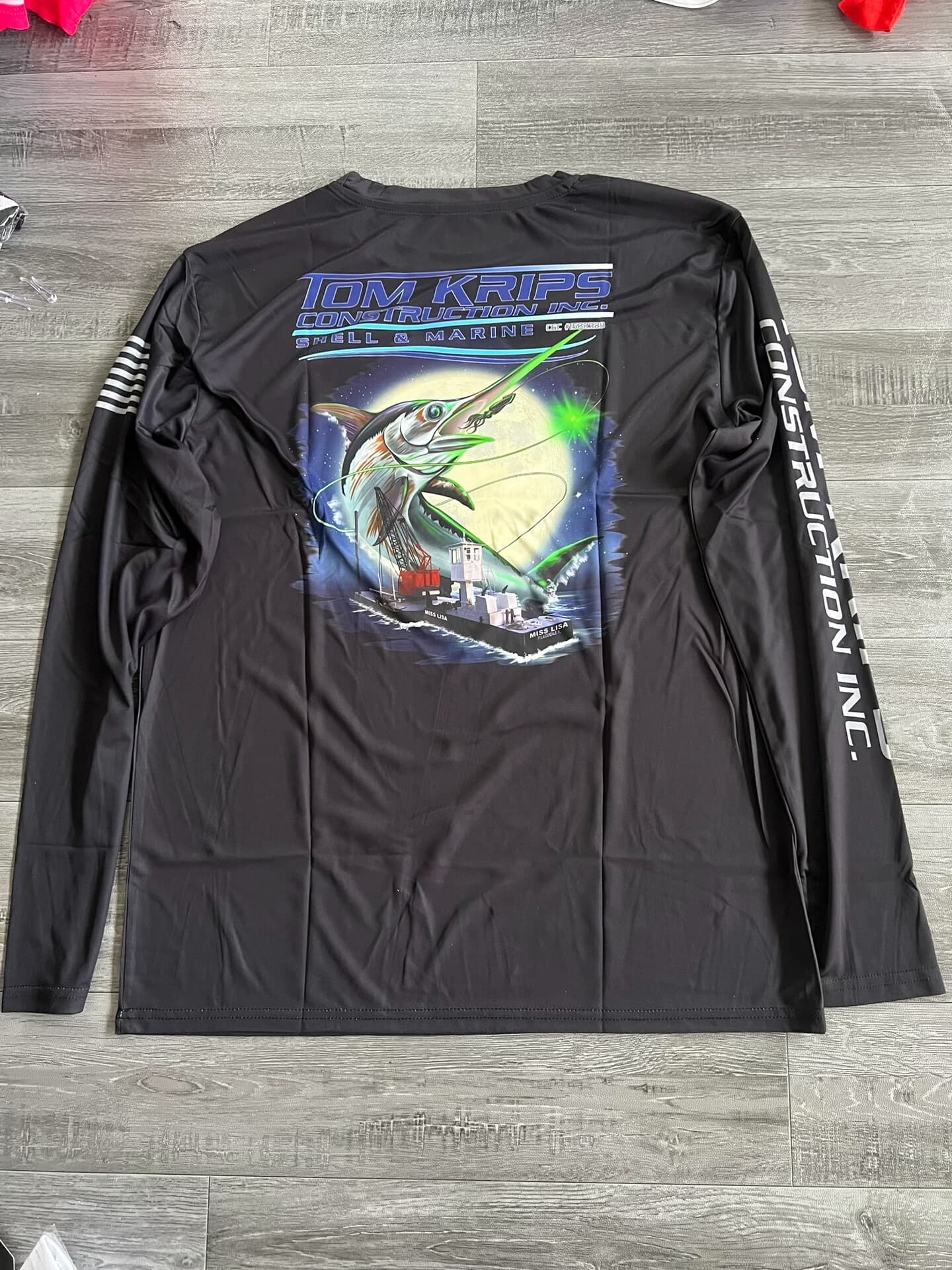 Солнцезащитная футболка с длинными рукавами Tom Crips, черно-серая, M/L/XL