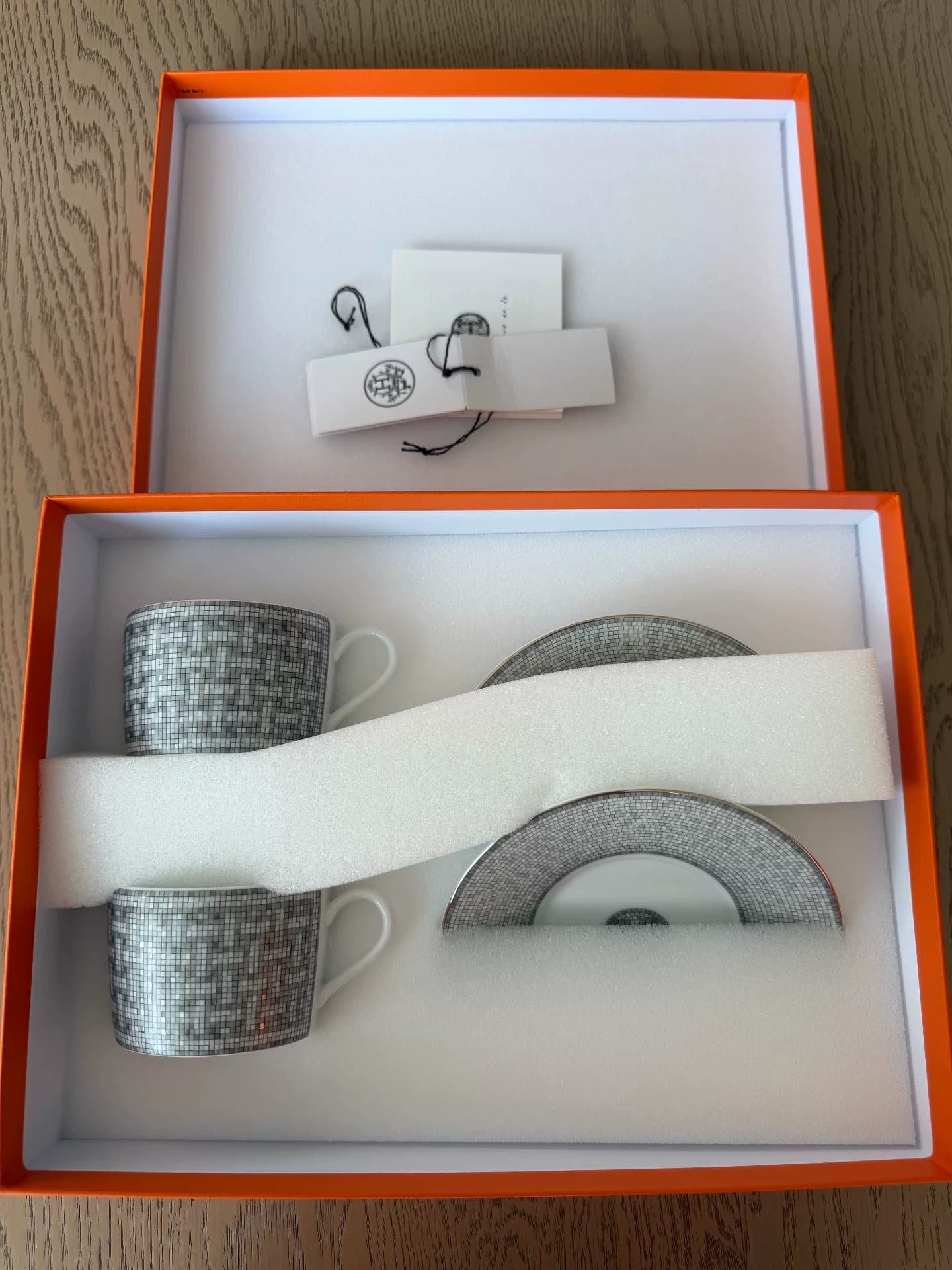 Кофейная чашка Hermes из серебра с мозаикой среднего размера