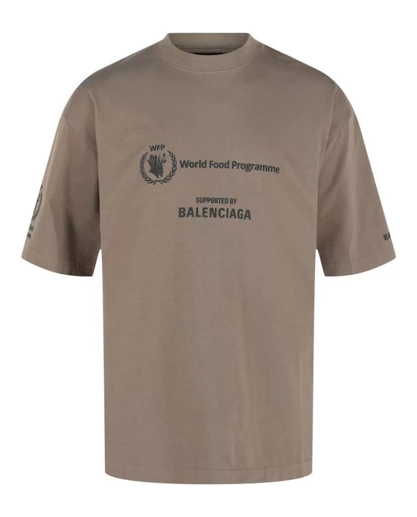 Футболка с короткими рукавами от Balenciaga Balenciaga x WFP joint, цвет хаки