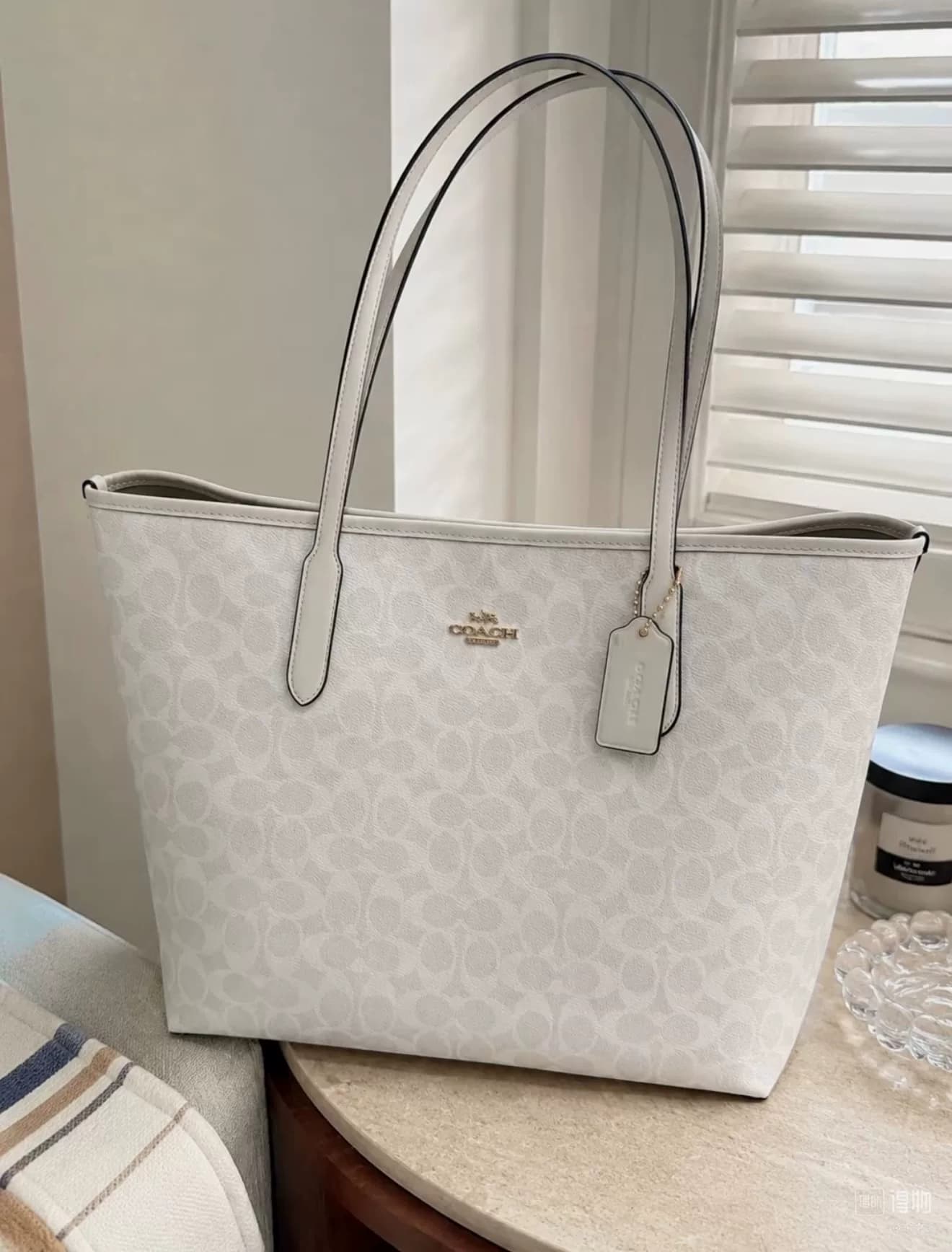Выпущена совершенно новая сумка-тоут Coach Coach Coach Tote bag city33 Glacier white