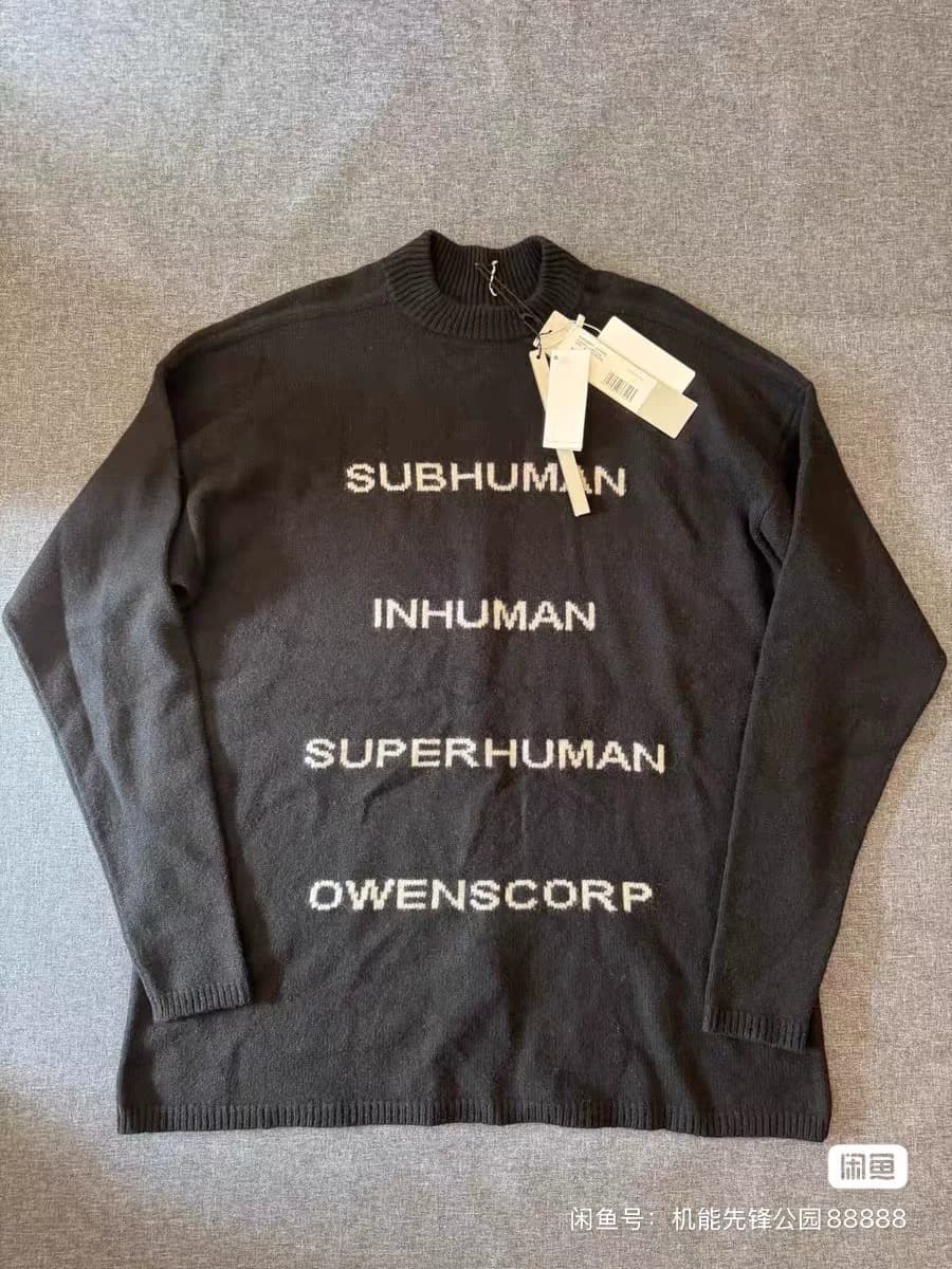 Кашемировый свитер с надписью Rick Owens Wang Jiaer/уничтожить