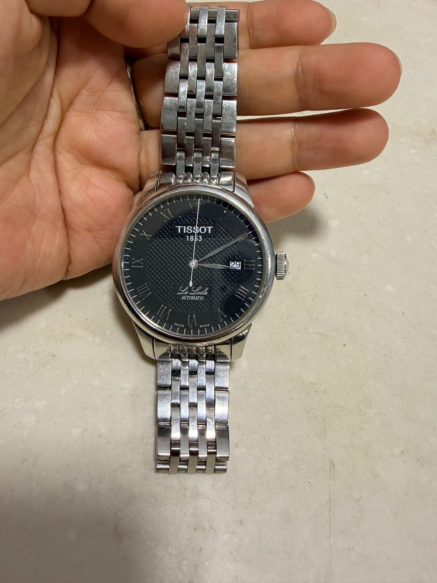 Механические часы Tissot black plate Leroy, ремешок из черной пластинчатой стали, fidelity, техническая проверка, купить более 4000