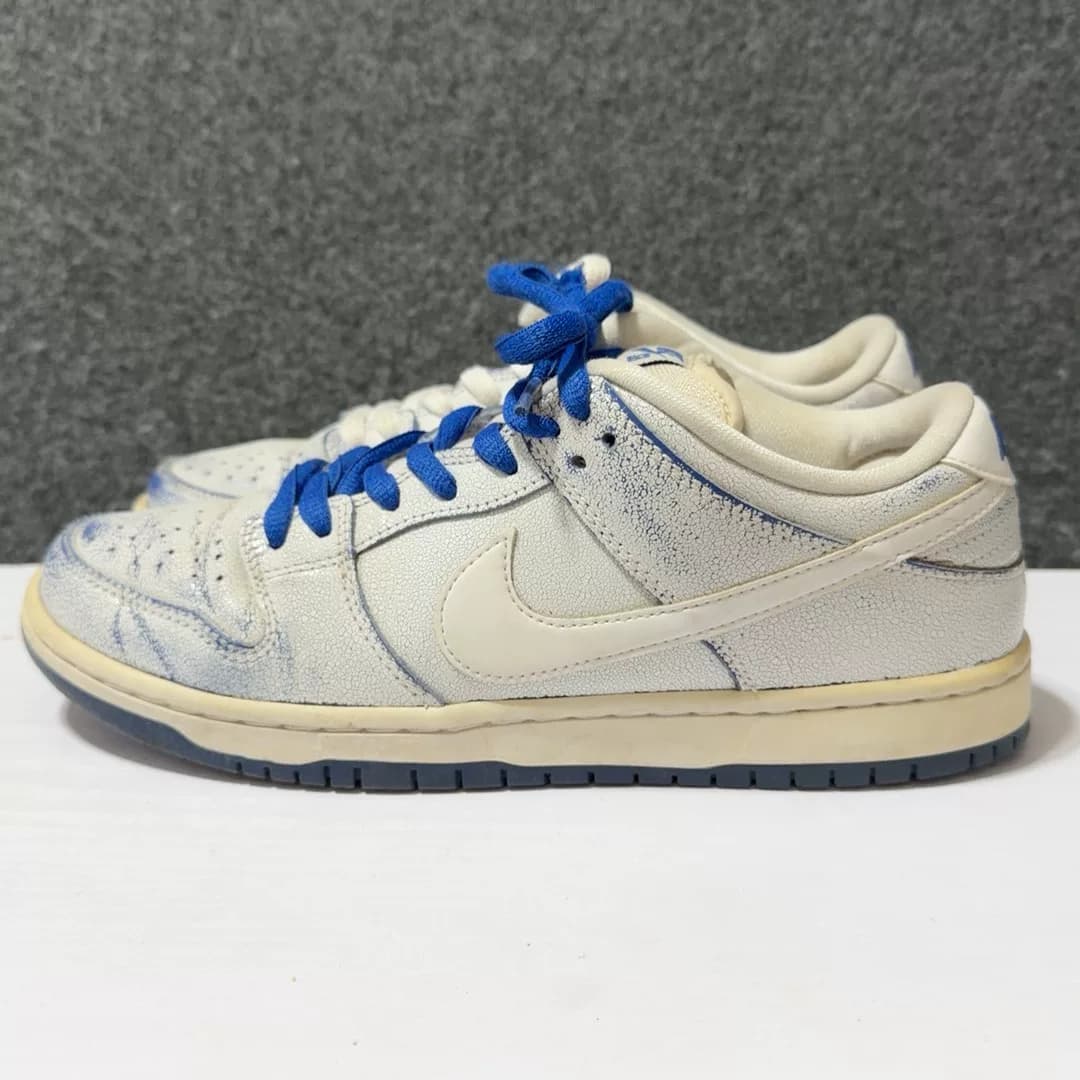 Nike Dunk SB PRM с рисунком "взрыв", бело-синяя цветовая гамма, размер 42,