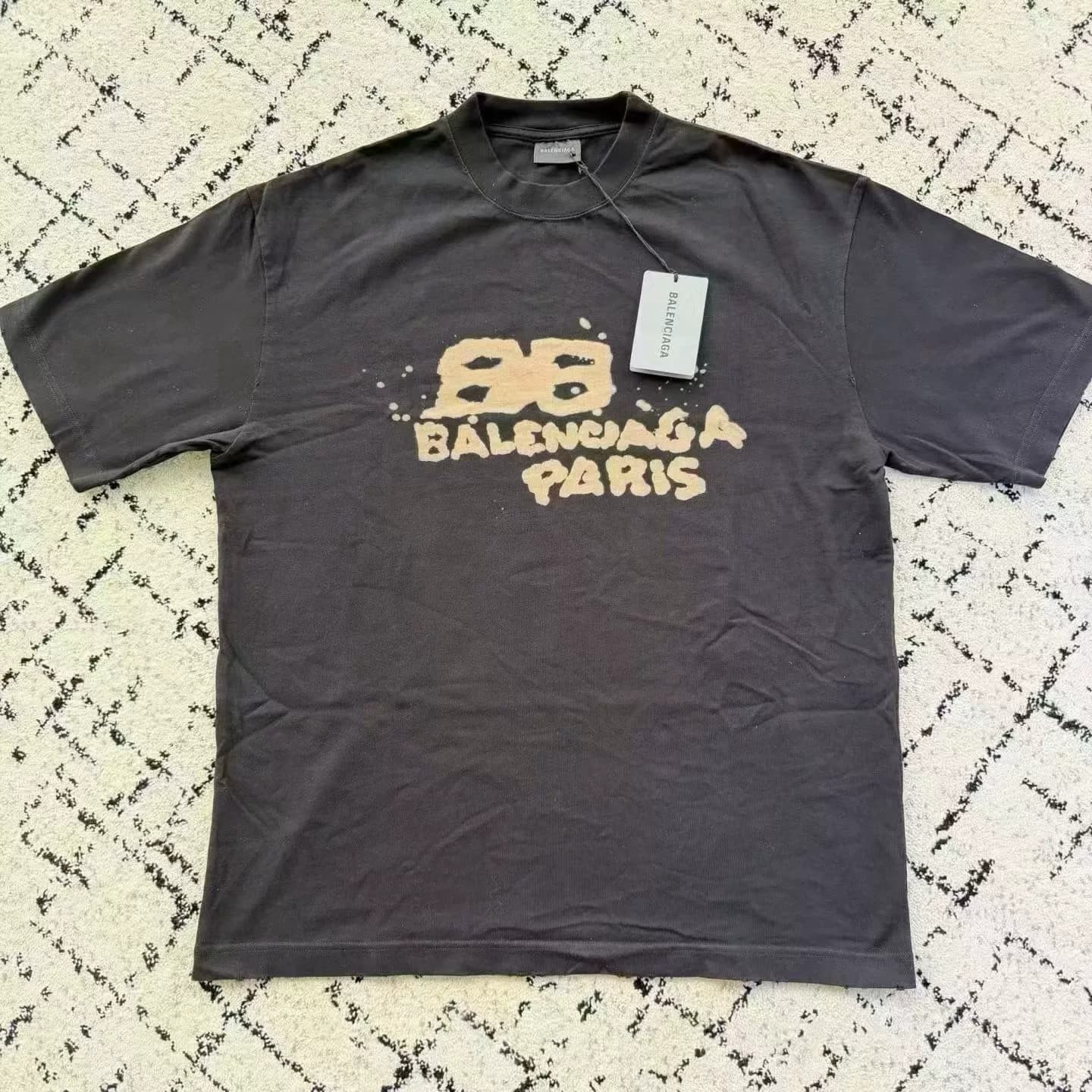 Balenciaga Balenciaga black splash ink с короткими рукавами, новая оригинальная бирка XS