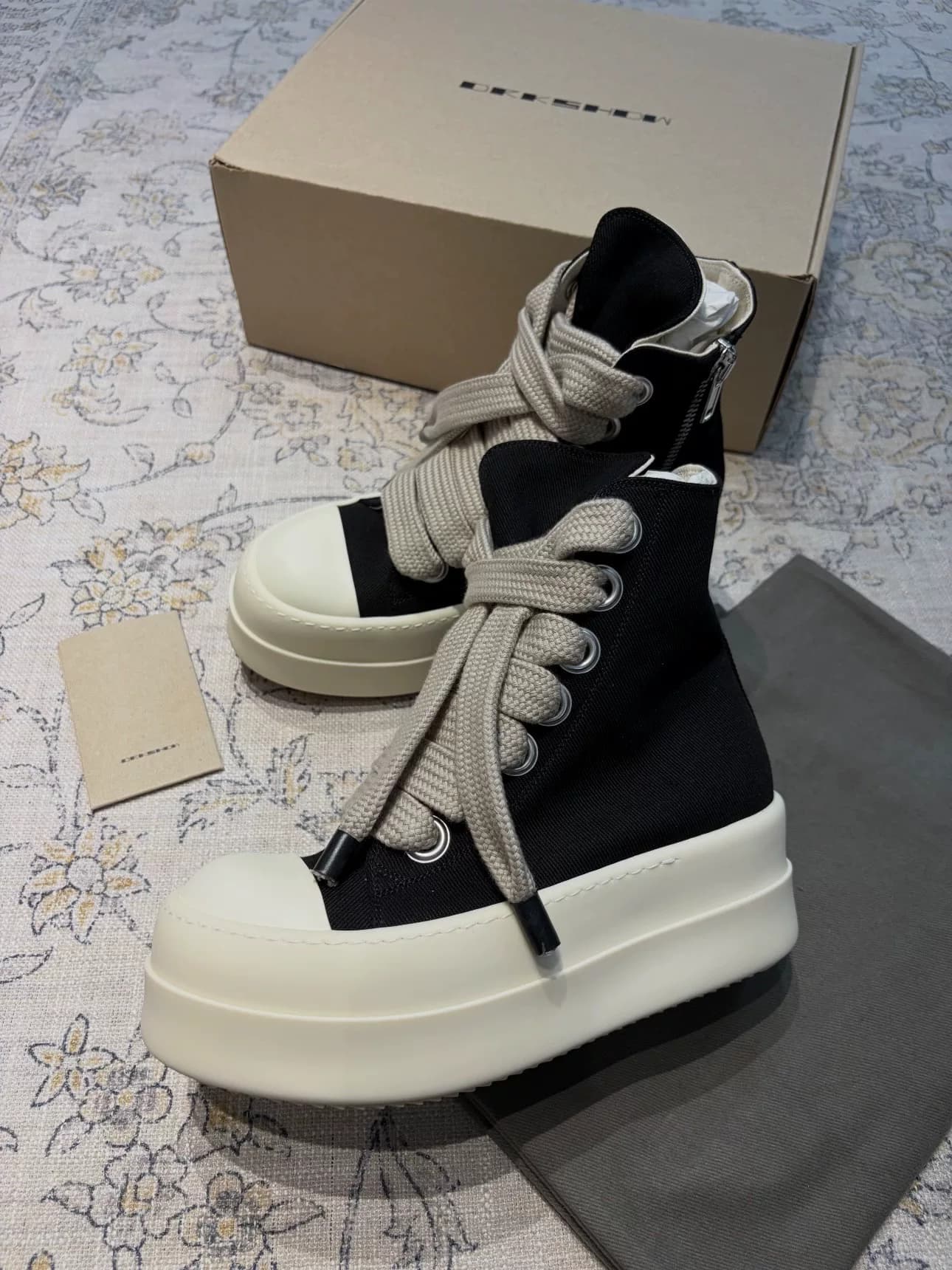 Парусиновые туфли Rick Owens, черные с молочно-белым