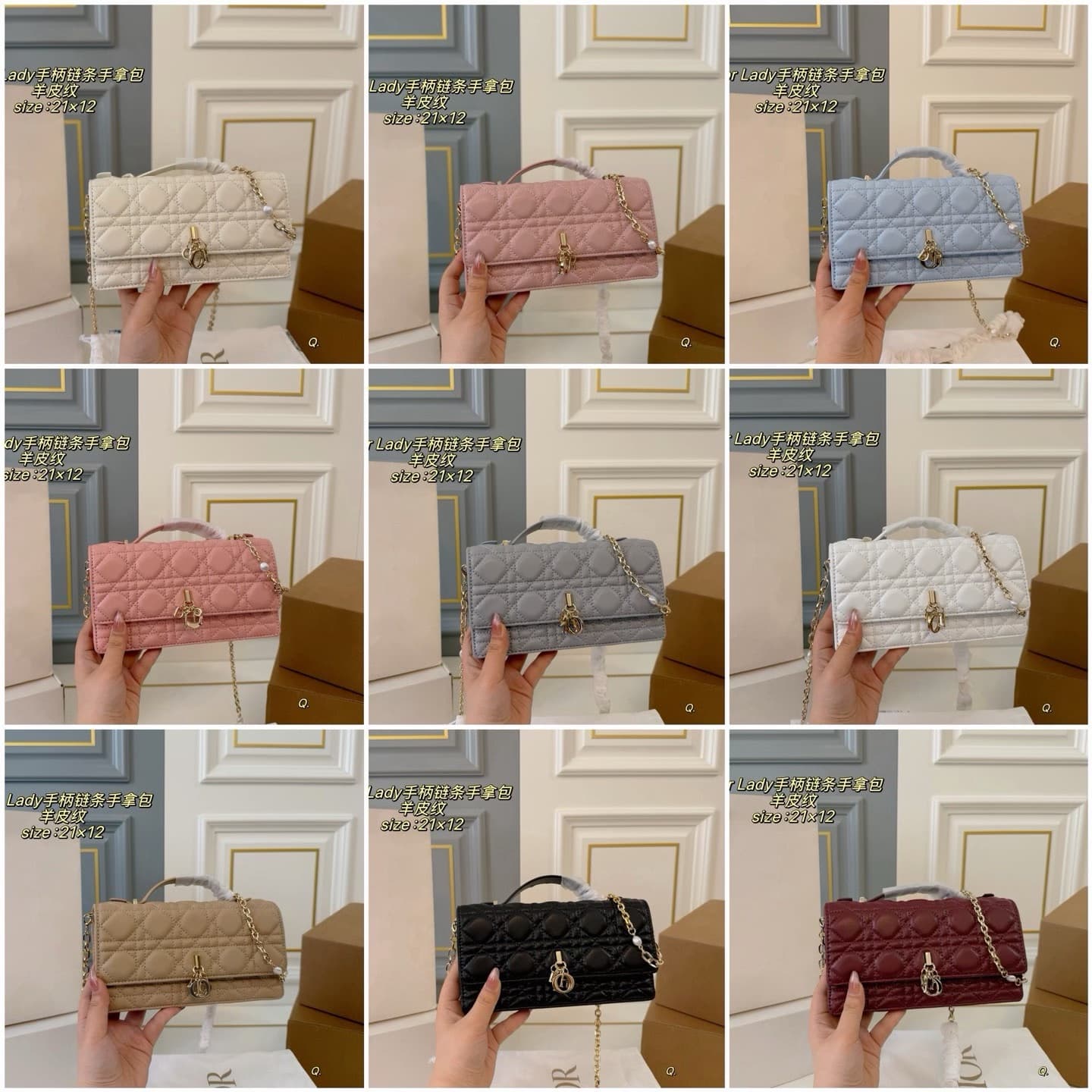 Клатч на цепочке с ручкой Dior Lady, совершенно новый, не использовался, сохранился в первозданном виде, физический снимок
