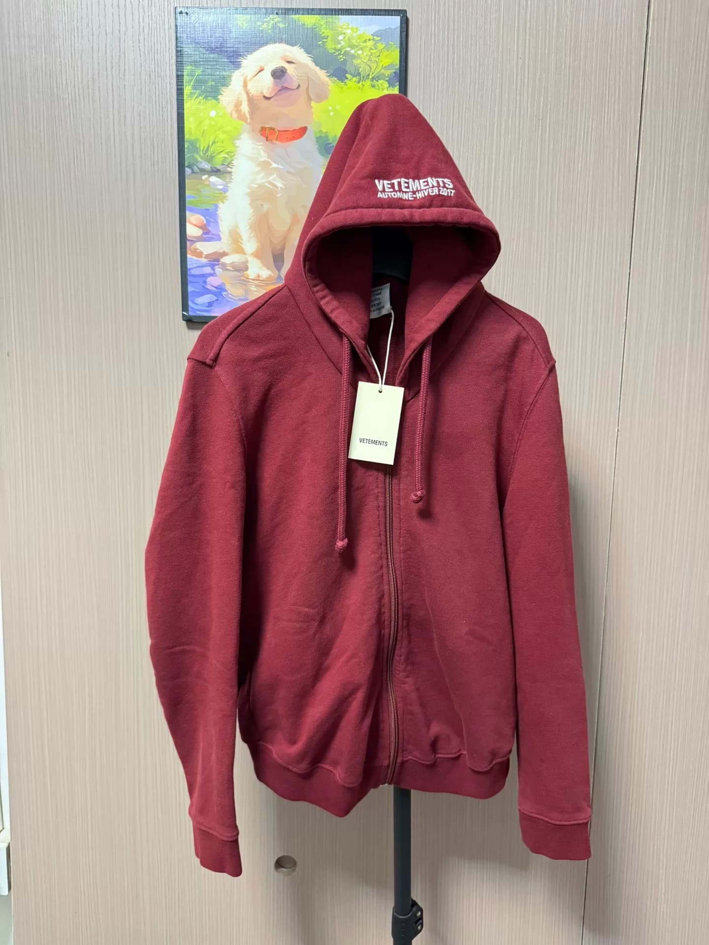 Бордовый свитер на молнии с капюшоном от VETEMENTS, размер S, Demna Gva