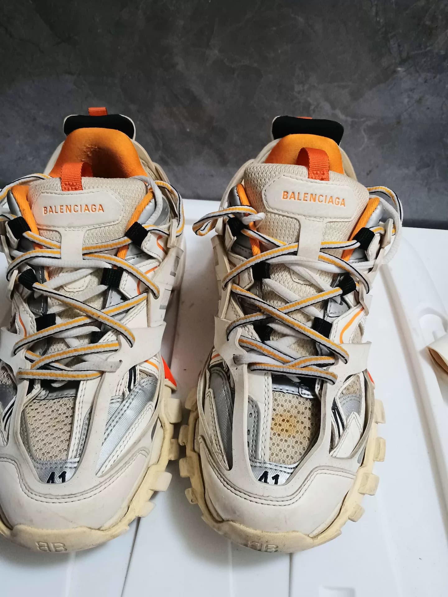 Кроссовки Balenciaga Balenciaga, бело-оранжевые, размер 41, классические