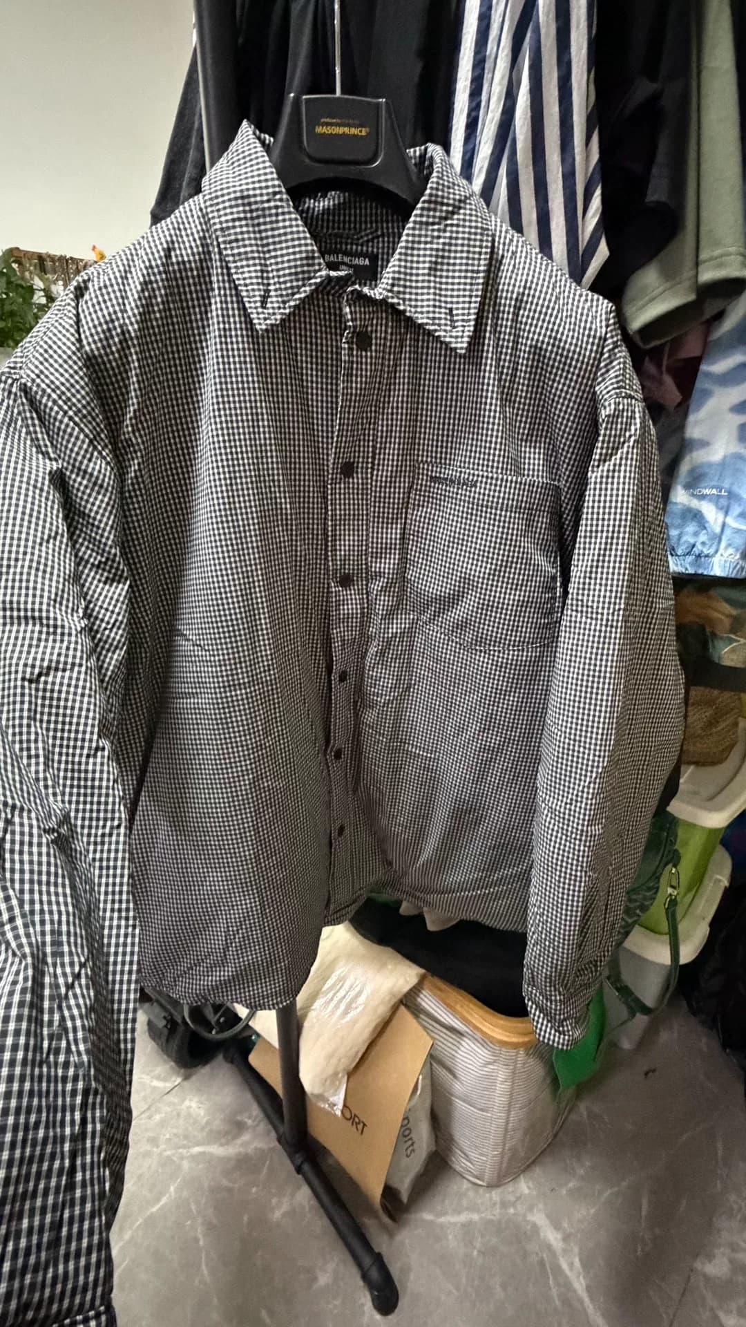 Плотная мужская куртка Balenciaga UNIF, размер L, в черно-белую клетку,