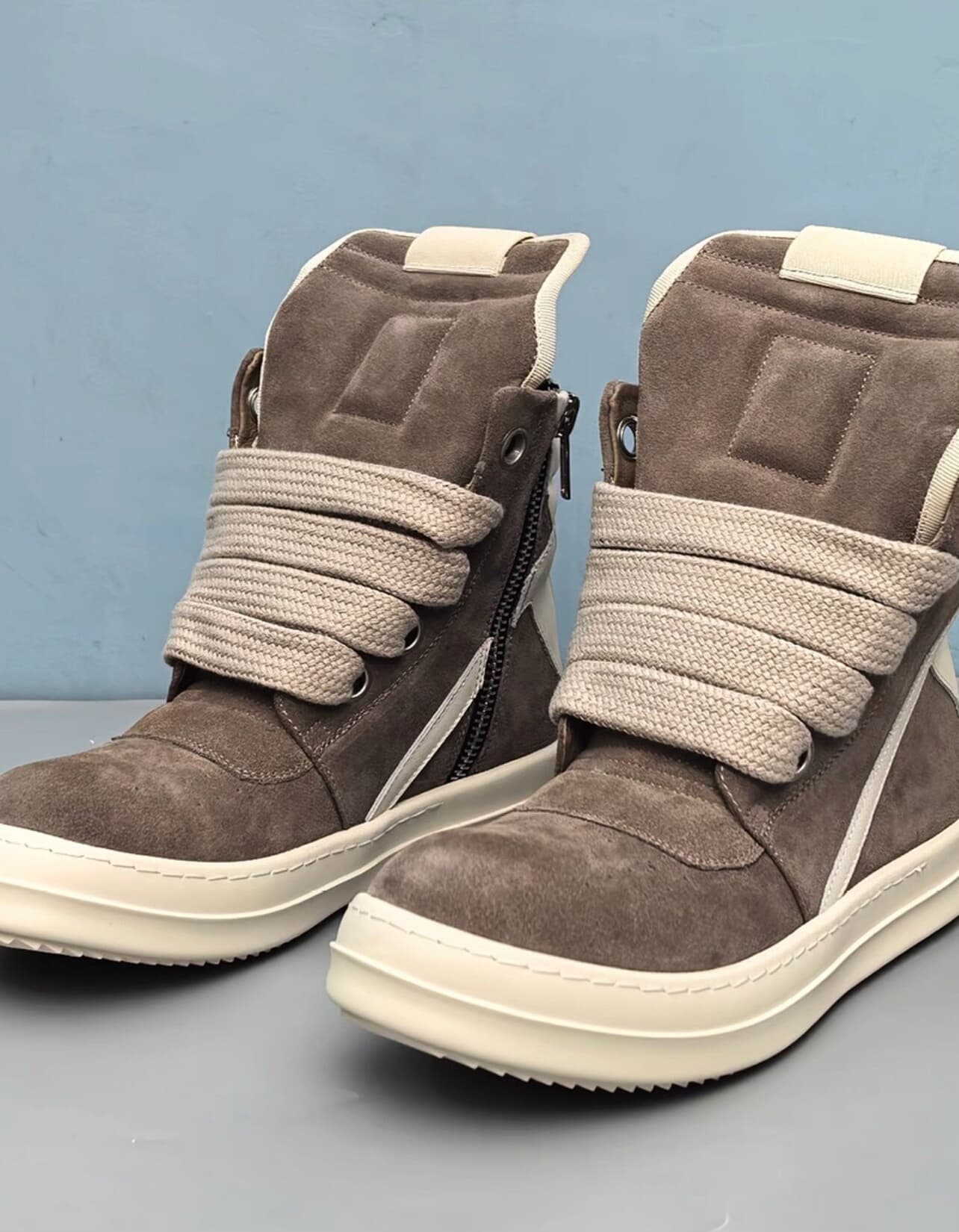 Удобные туфли на высоком каблуке с перевернутым треугольником от Rick Owens, коричневые из воловьей кожи и бархата, размер 40