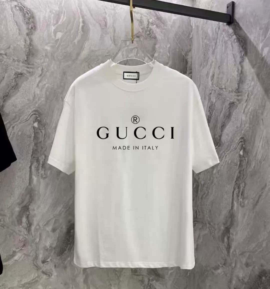 Футболка с круглым вырезом и короткими рукавами с принтом бренда GUCCI Gucci design sense tide
