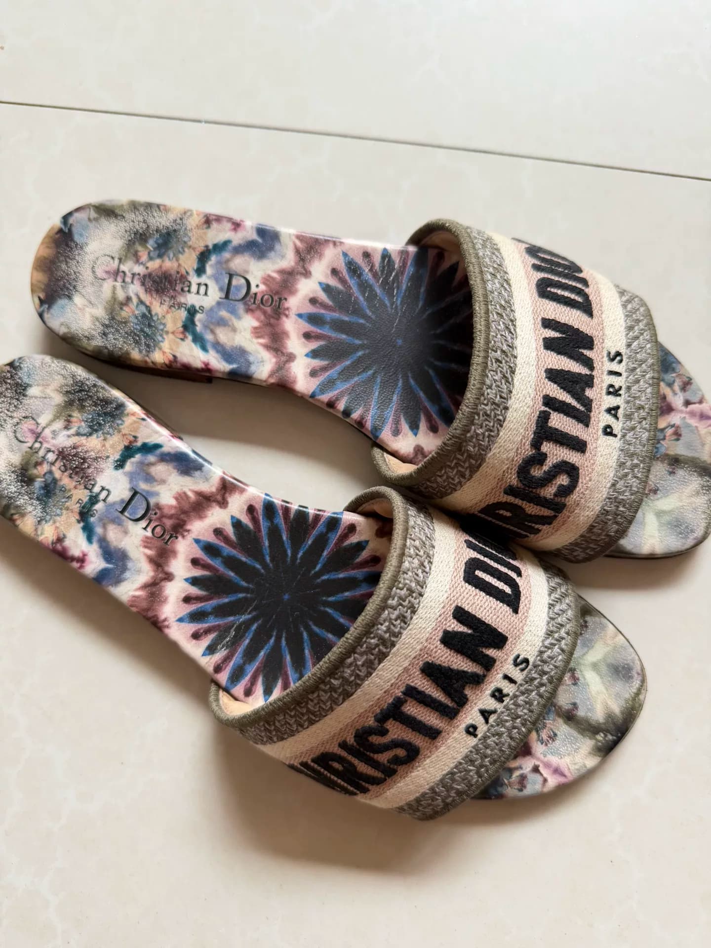 Тапочки с цветочным принтом Dior Dway tie-dye