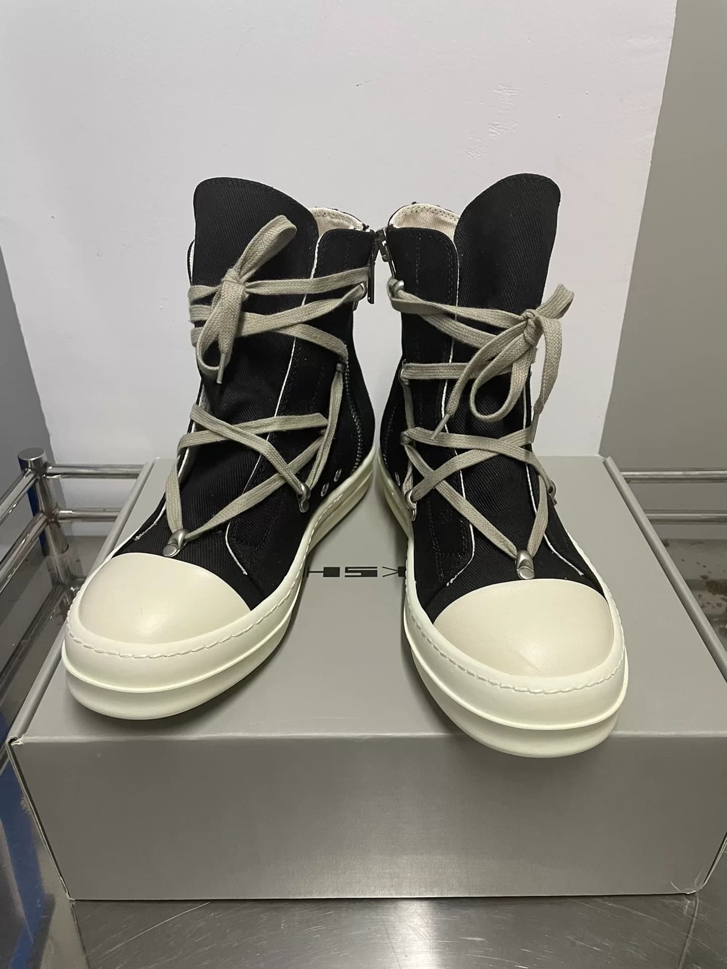 Высокие кроссовки Rick Owens DRKSHDW в крупный рубчик, мужские, черные