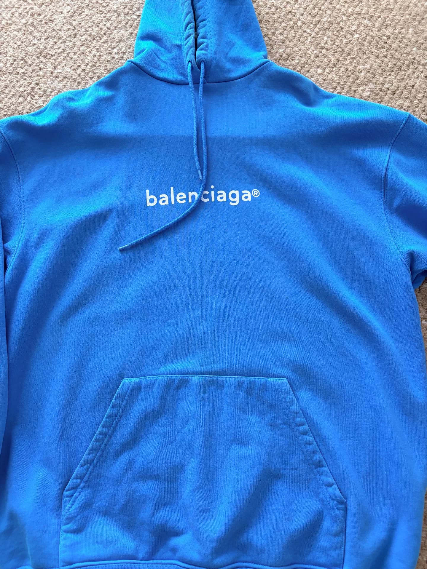 Оригинальный синий свитер Balenciaga с капюшоном для мужчин и женщин в одном стиле, цена 6800