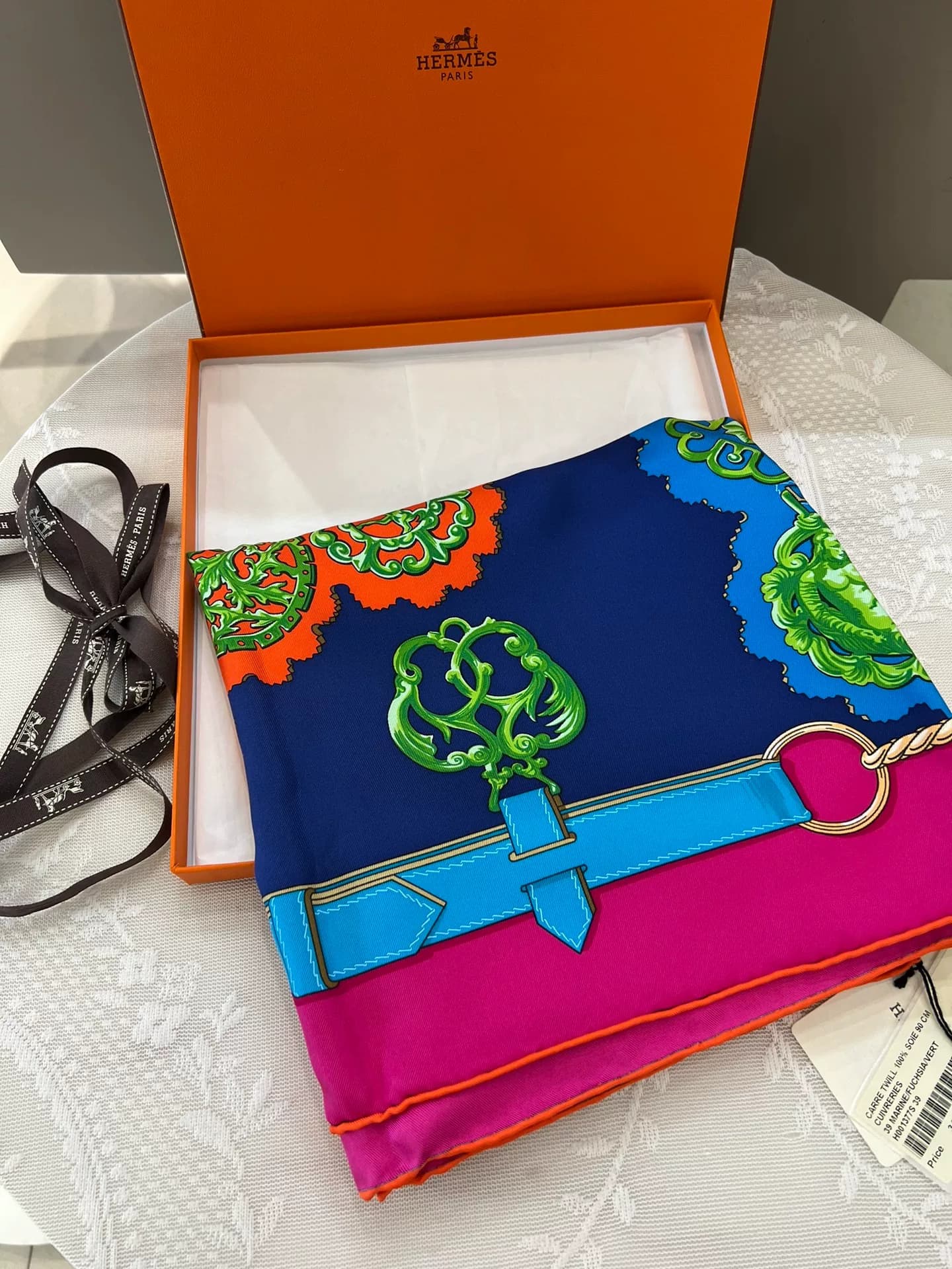 Шелковый шарф Hermes Cuivreries "Бронза" 90×90 см Hermes
