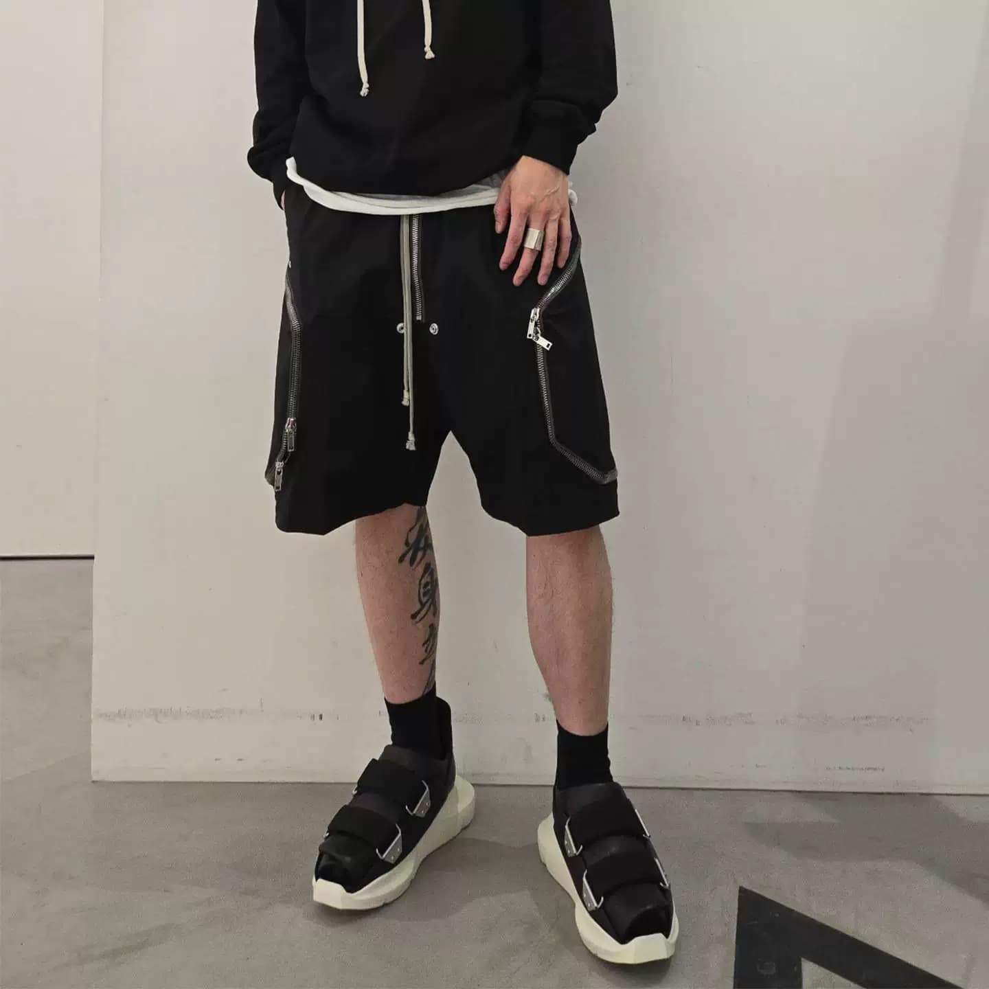 Шорты Rick Owens/RO 24SS Bauhaus Bela Shorts Шорты с застежкой-молнией Bauhaus Tooling