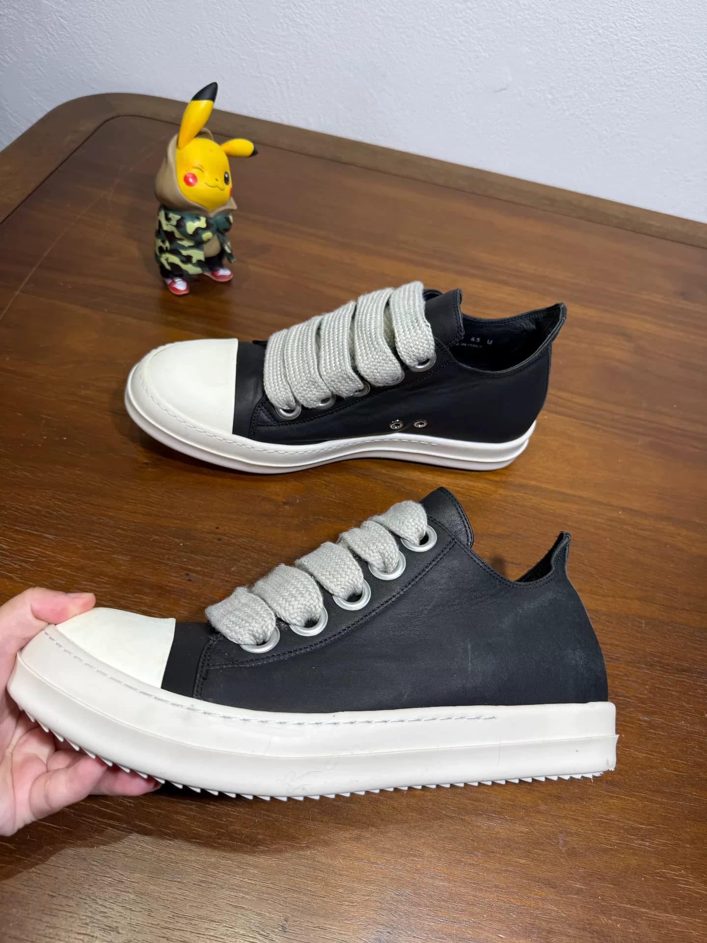Большие кожаные кроссовки converse с глубоким вырезом на толстых шнурках из телячьей кожи Rick Owens main line размера 43
