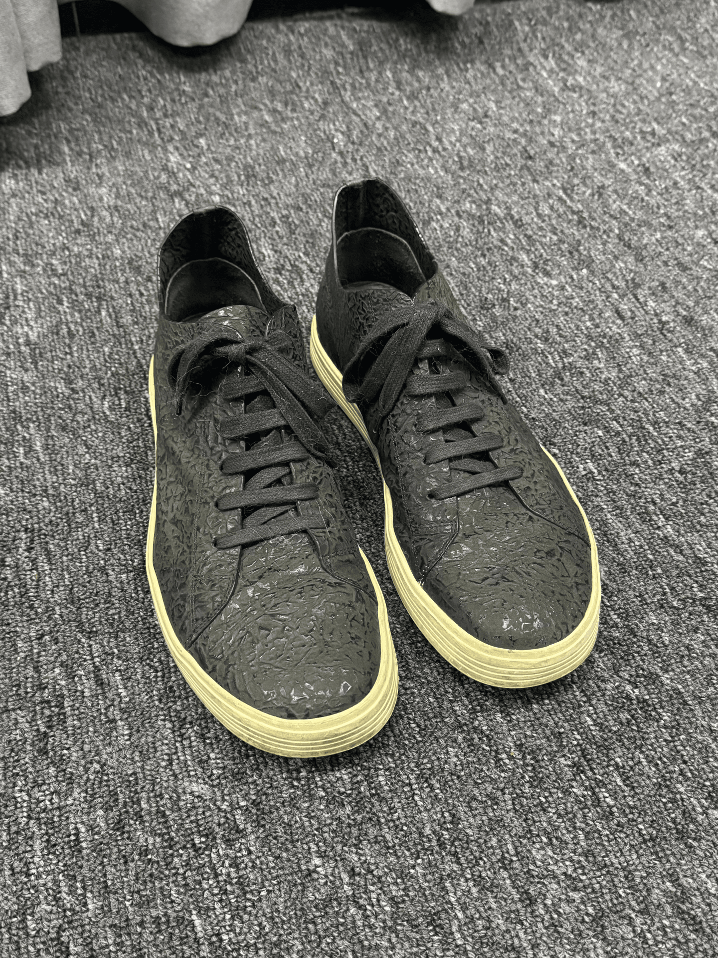 Черно-белые кроссовки для вождения Rickowens из воловьей кожи с глубоким вырезом и тонкой подошвой, не перевернутые три