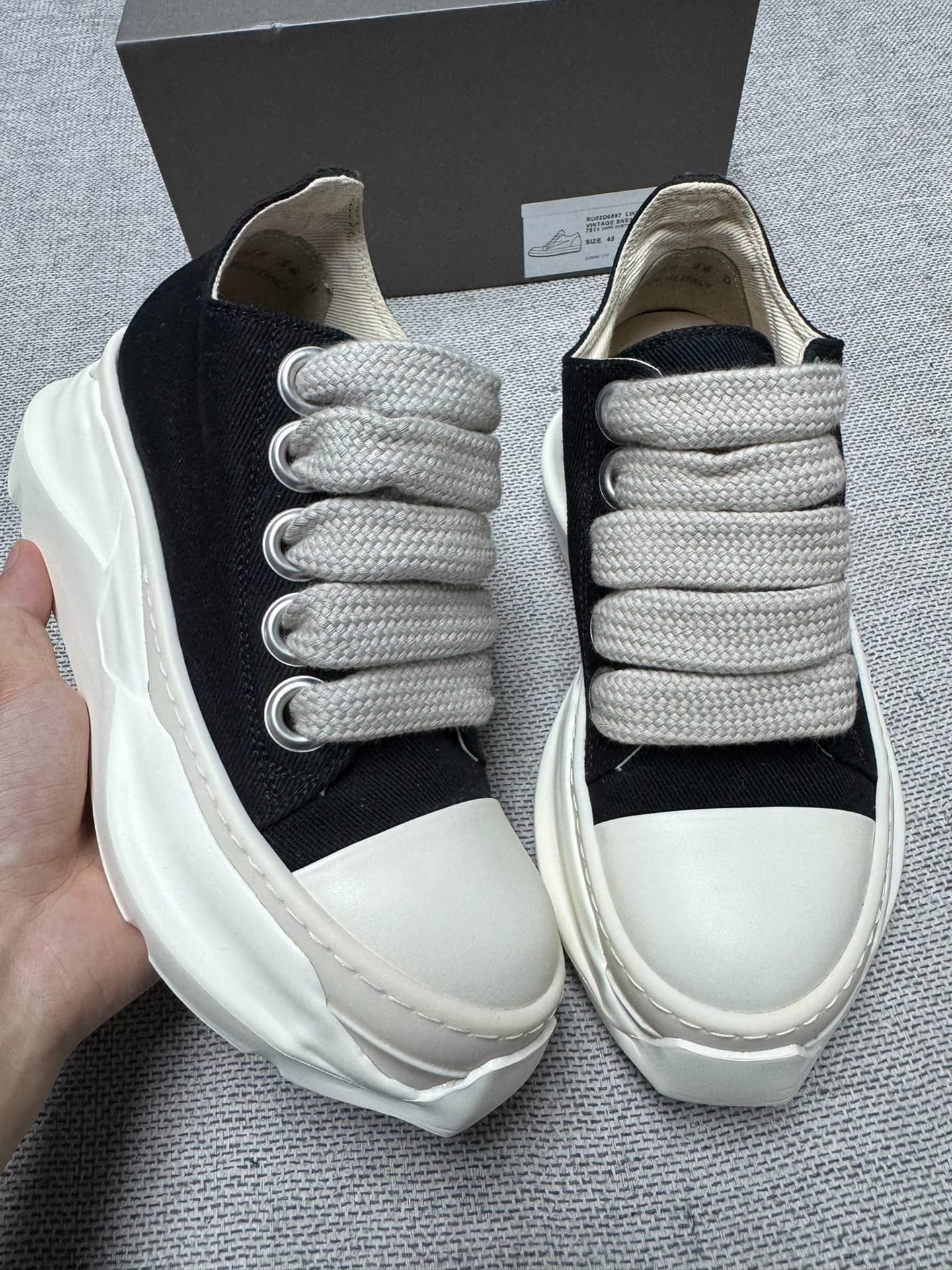 RICKOWENS Drkshdw complex line черное толстое дно на шнурках с толстым дном