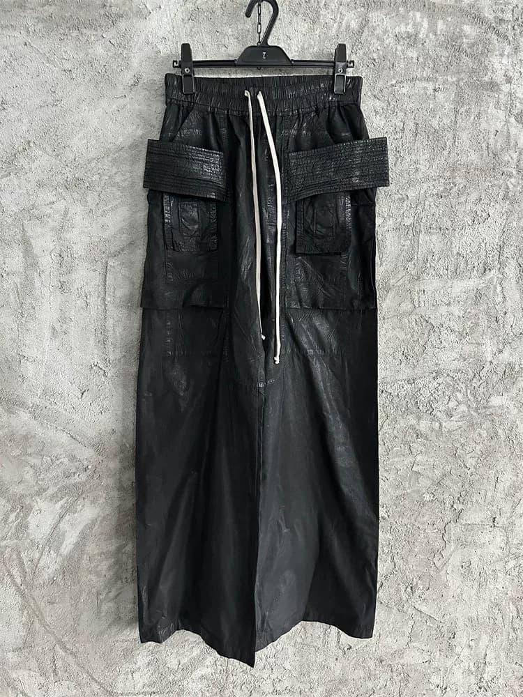 Благотворительные товары! 25SS RICK OWENS Брюки из вощеной лакированной кожи с покрытием