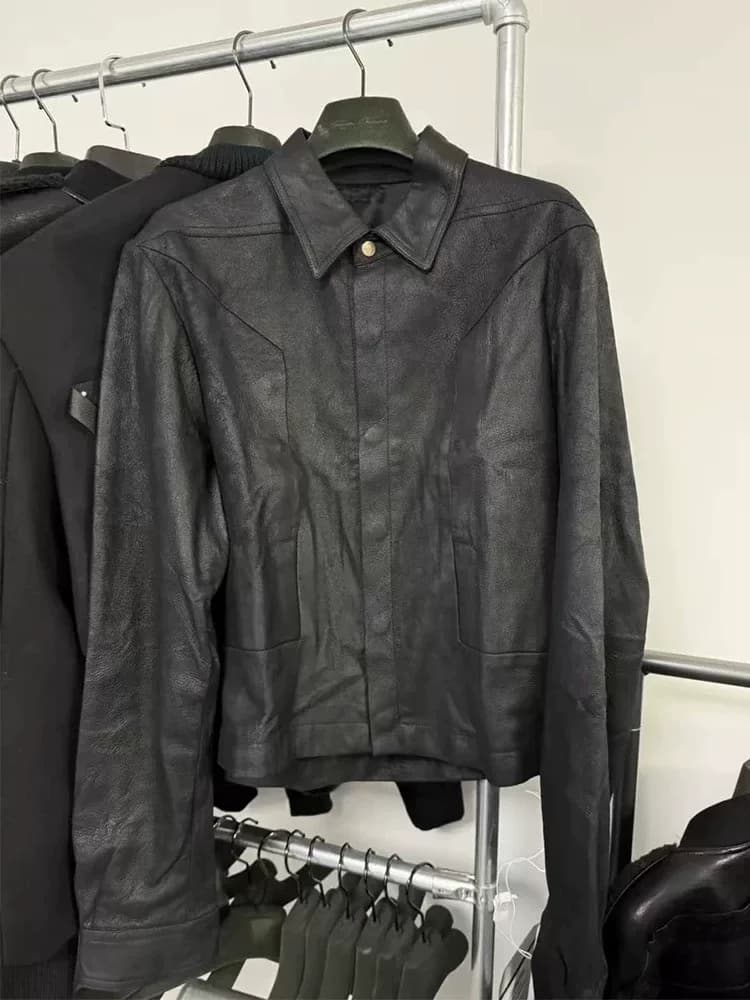 Топ Rick owens RO 24AW из кожи с разрывным рисунком, короткий, приталенный крой