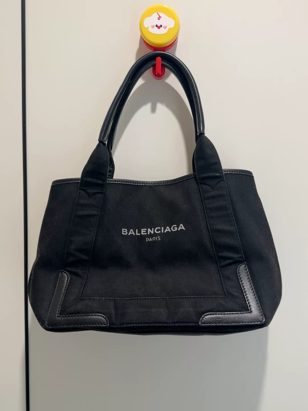 Переносная холщовая кожаная сумка Balenciaga темно-синего цвета, маленькая сумка все еще на месте, внутри чисто,