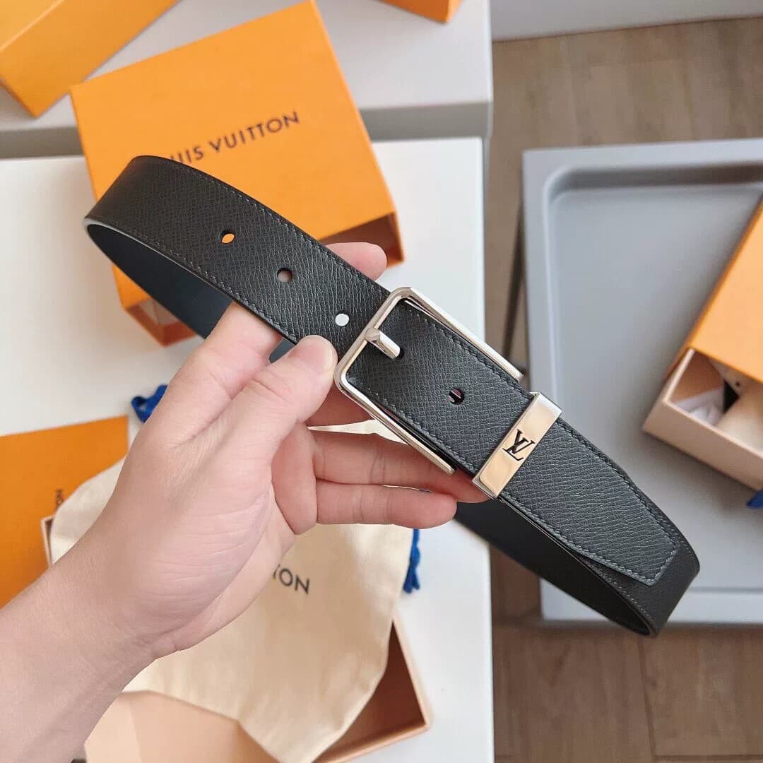 Импортный ремень из натуральной кожи LV, первый слой ремня из воловьей кожи с пряжкой, мужской, шириной 3,5 см, приобретен в магазине fidelity, также…