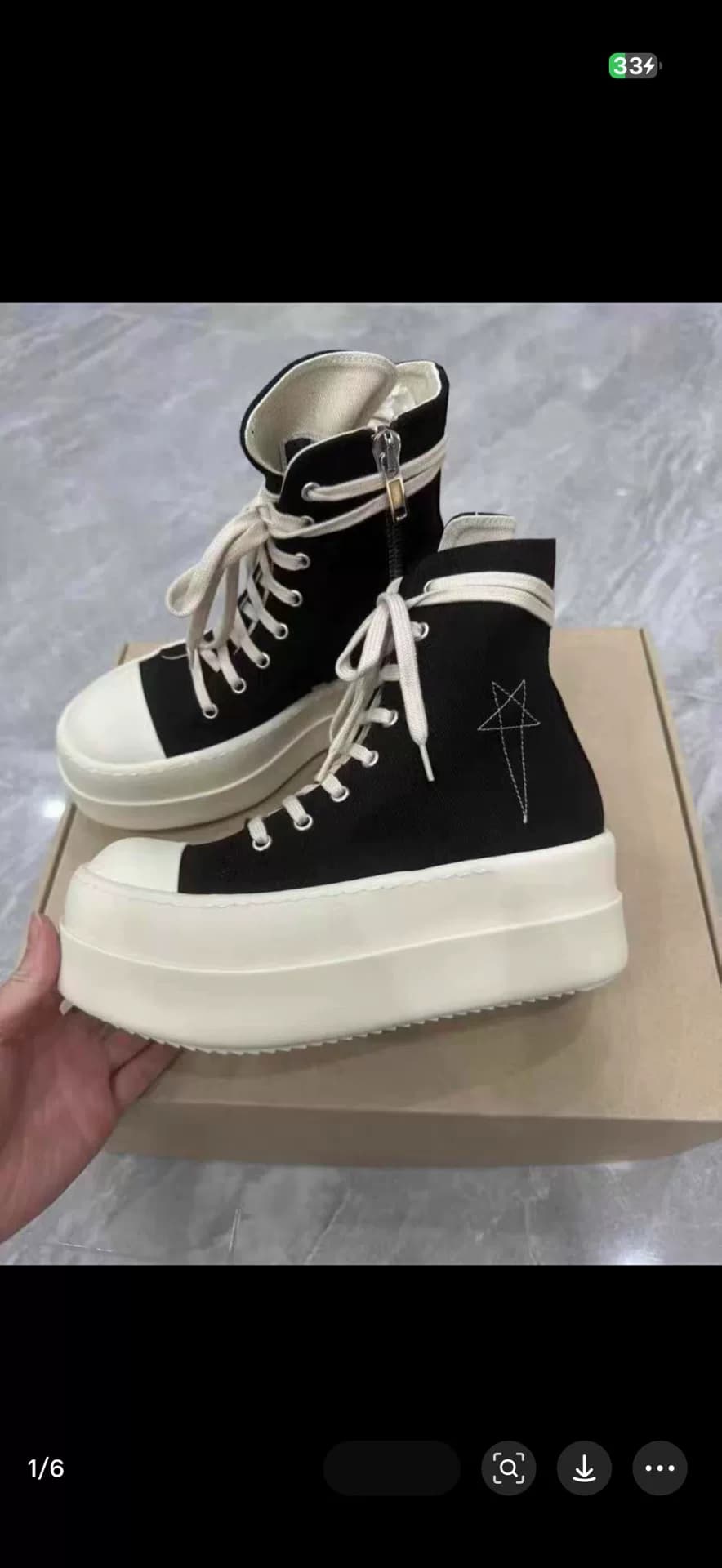 Черные туфли с высоким берцем RICKOWENS на толстой подошве, размер 42